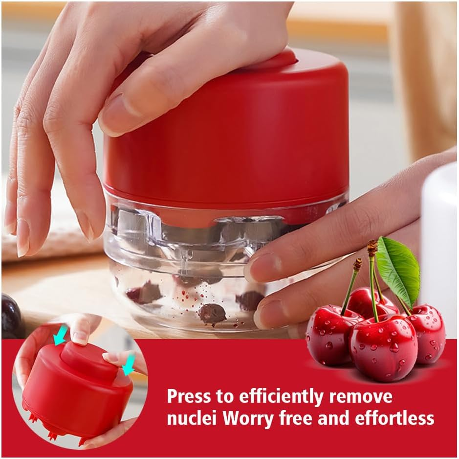 Cherry Pitter 7-In-1 Cherry Pitter Tool Pit Remover Portable Push-Down Cherries Seed Remover No Handle Design for Kitchen, Picnics (Red) image number 6