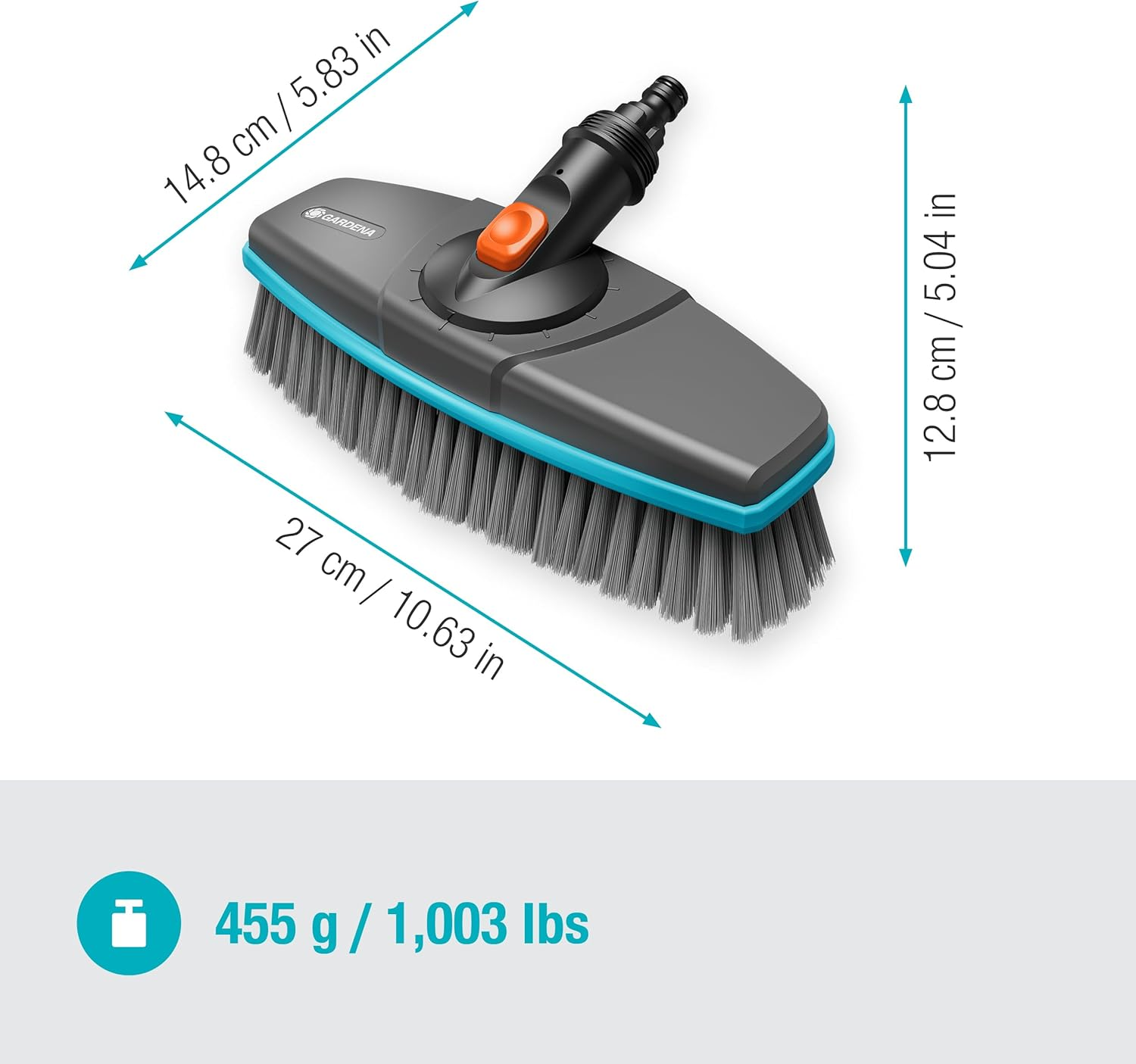 Gardena Cleansystem Soft, Long-Handled Brush: Brush for Cleaning Sensitive Surfaces, Soft Bristles, Swivelling, for Connection to Cleansystem Handle, Ideal for Larger Surfaces (18810-20) image number 4
