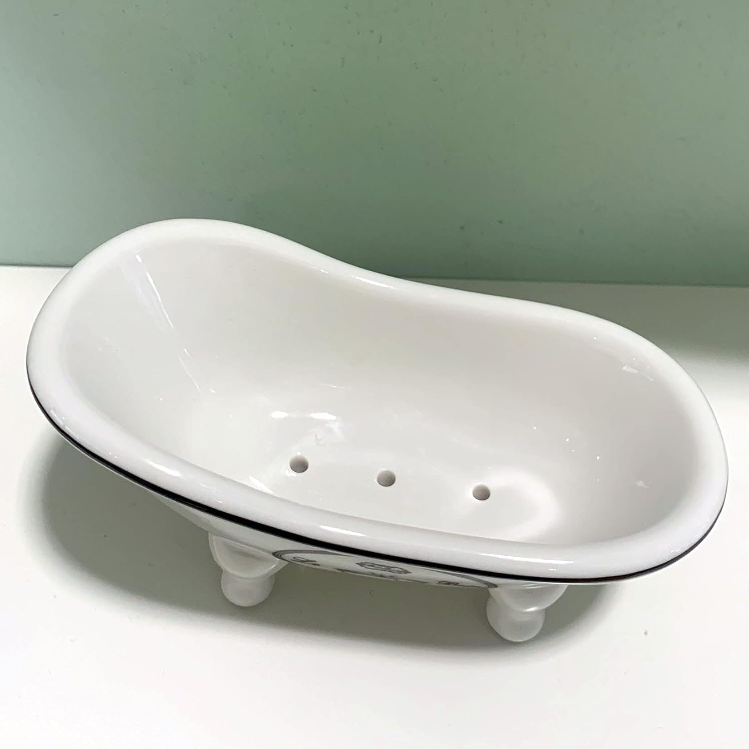 Vintage Clawfoot Tub Bathtub Soap Dish for Bathroom Shower - Decorative Ceramic Bar Soap Dish with Drain Holes, Sponge Holder Bath Container Bar Soap Tray for Bathroom, Kitchen Sink image number 3