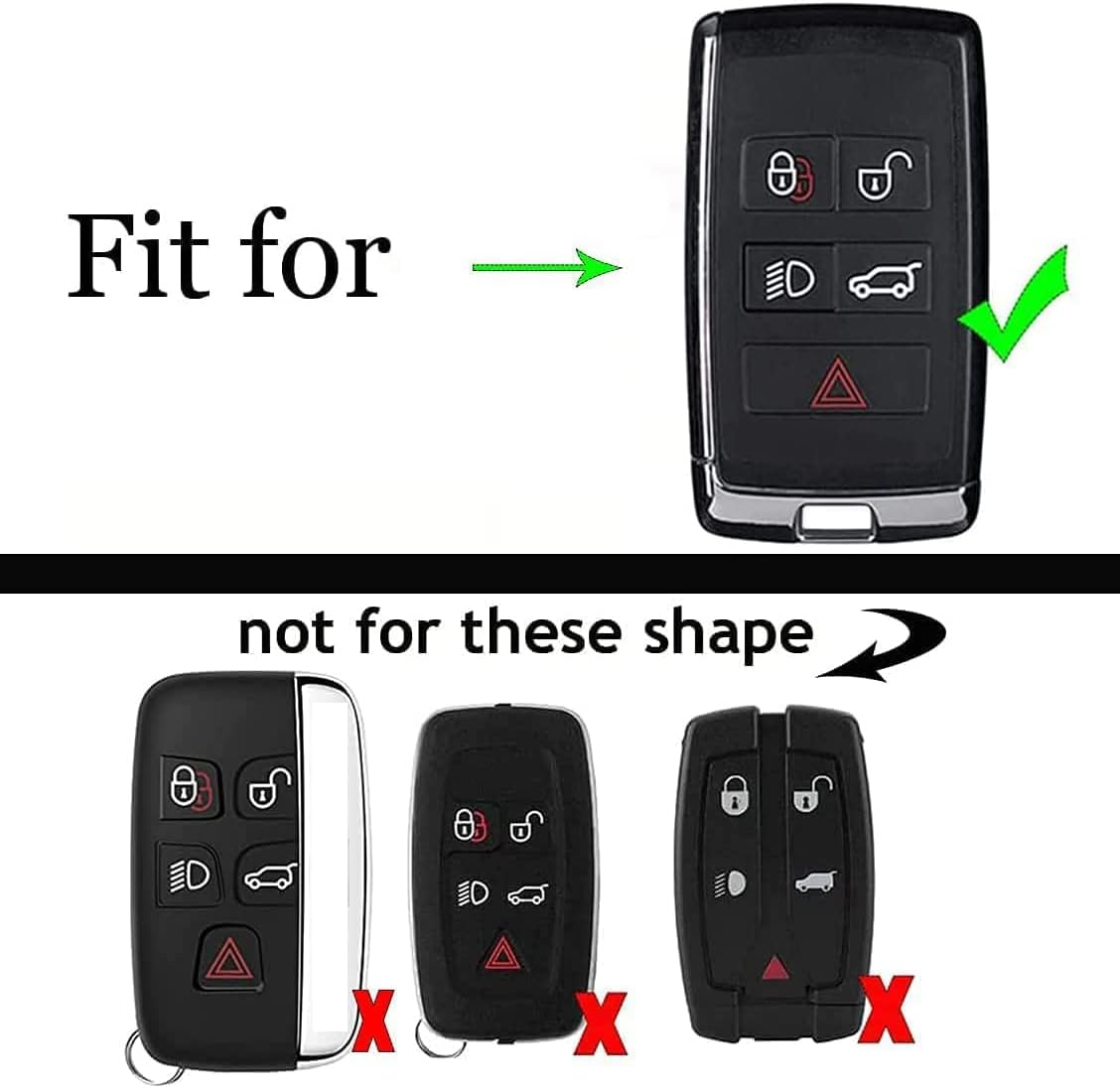 Ontto Alloy Leather Car Key Fob Cover Fit for Range Rover Evoque Sport Vogue Discovery 5 for Jaguar E I-PACE 2018-2023 Smart Key Holder Case Keyring Shell Bag Keychain Accessories - Green image number 5