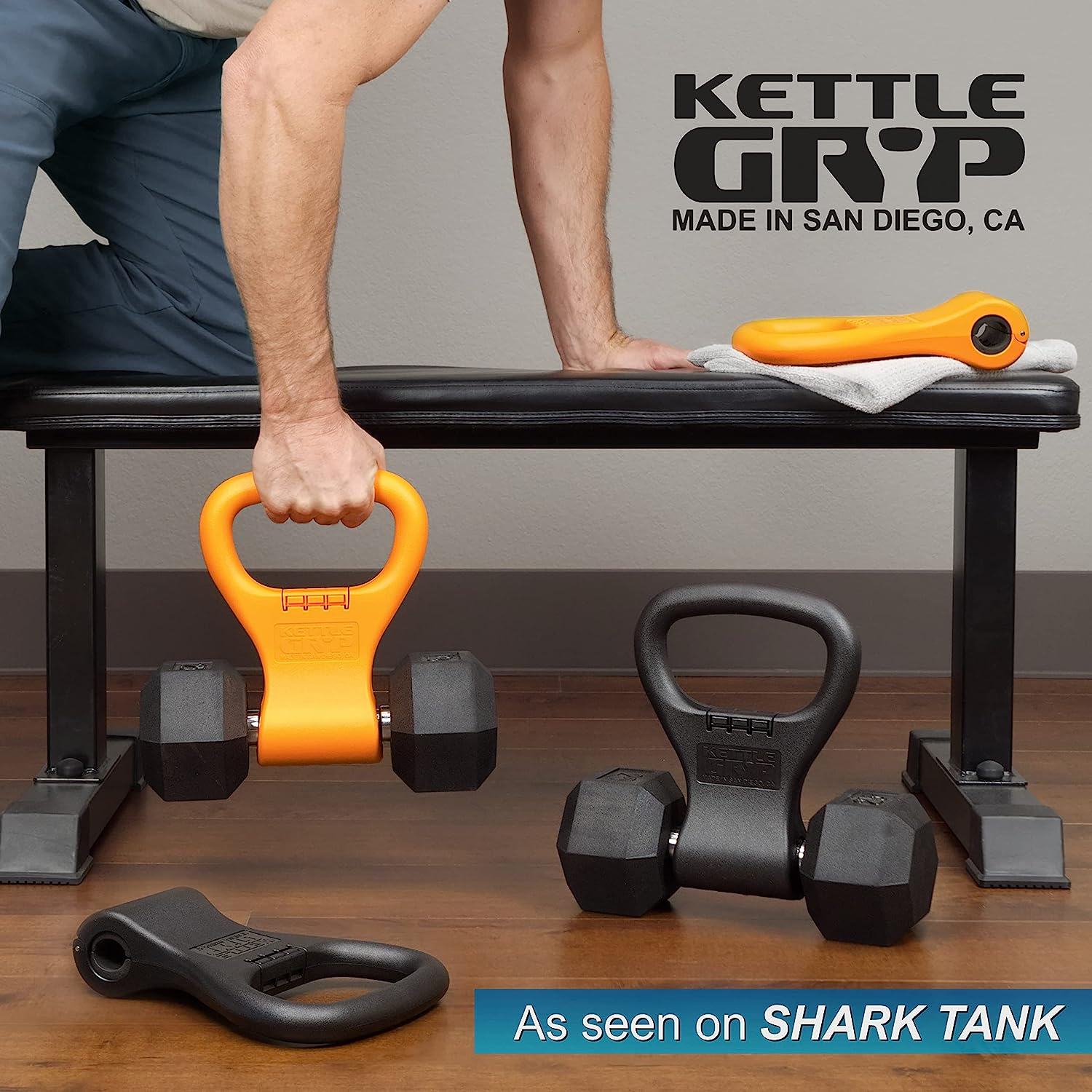 KETTLE GRYP - the Original - as Seen on SHARK TANK! Converts Your Dumbbells into Kettlebells - Made in the USA - Dumbbell Grip Handle image number 2