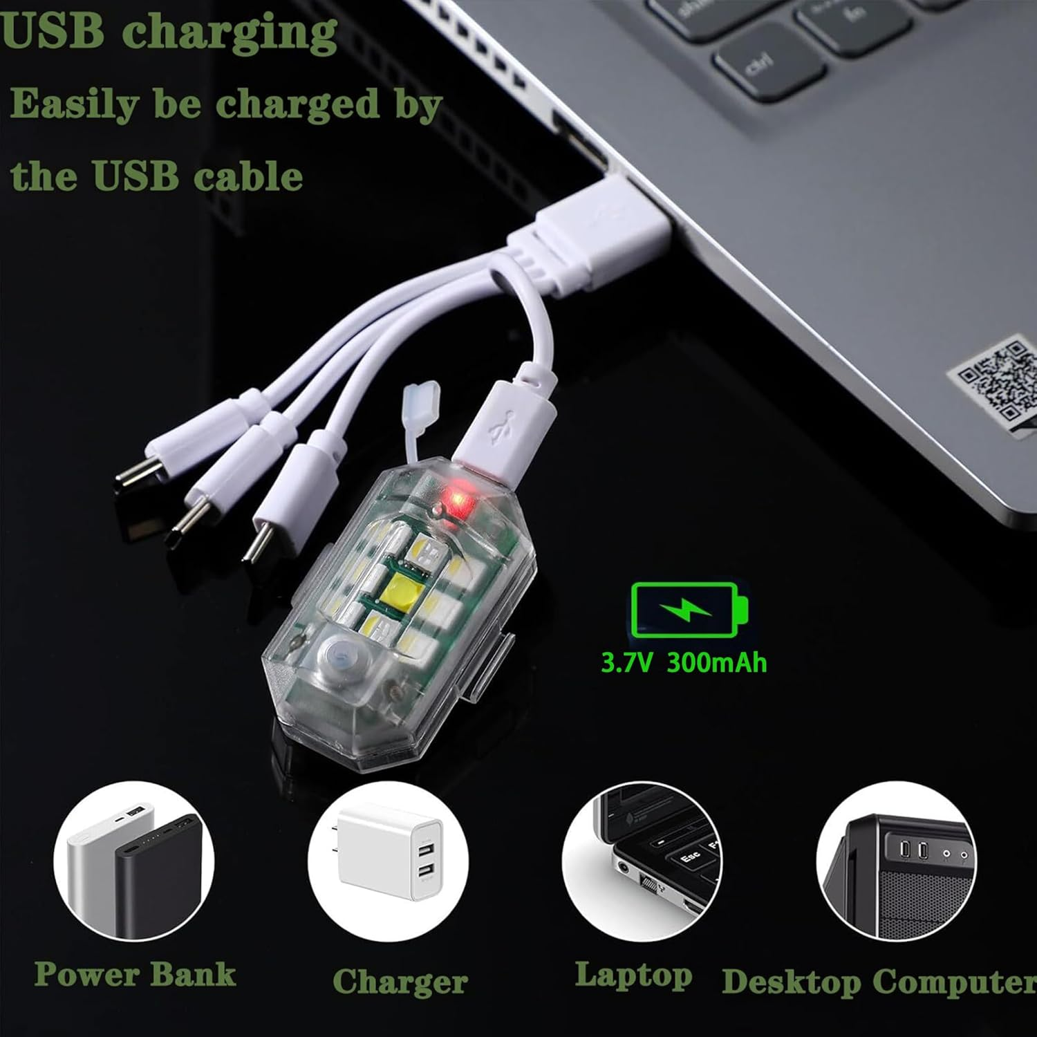 KEWAYO 4PCS Car Modification Navigation Light Wireless Remote LED Anti-Collision Frequency Explosion Flashing Light 7 Colors USB Charging Motorcycle Bicycle Tail Light Drone Night Running Light image number 6