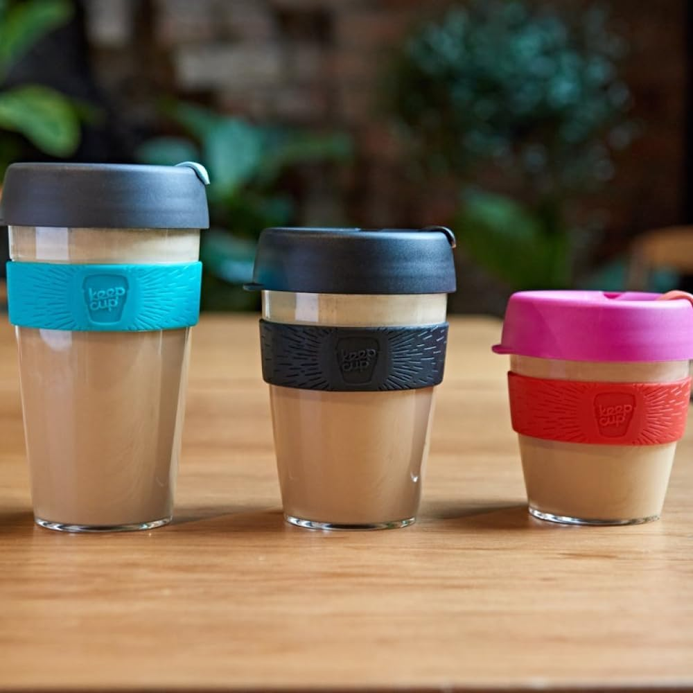 Keepcup Original, Lightweight and Clear Plastic Reusable Coffee Cup with Splashproof Sipper Lid - Large 16Oz/454Ml - Black image number 3