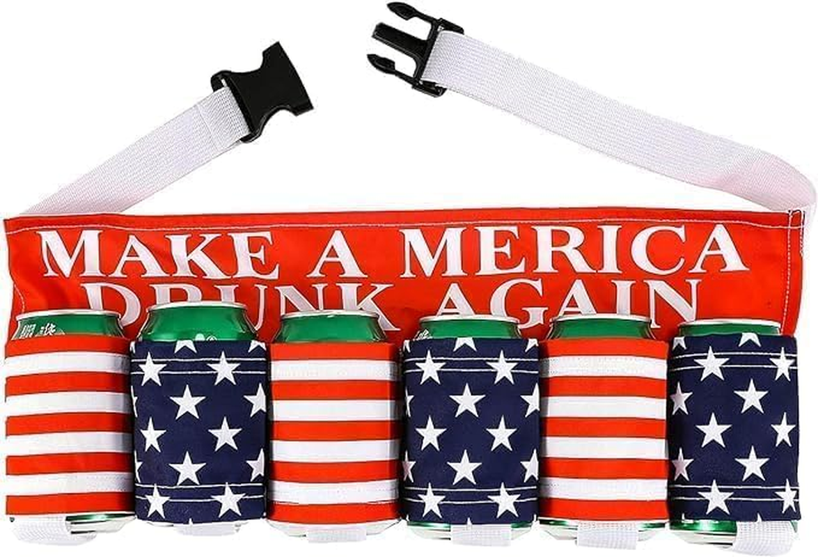 AGDGV Beer Belt,6-Can Hands-Free Beverage Holder, Adjustable Drink Belt, Ideal Father'S Day Gift for Aussie Dads, Bbqs, Festivals, Holidays, Parties & Sporting Events, Keeps Drinks Cold & Convenient