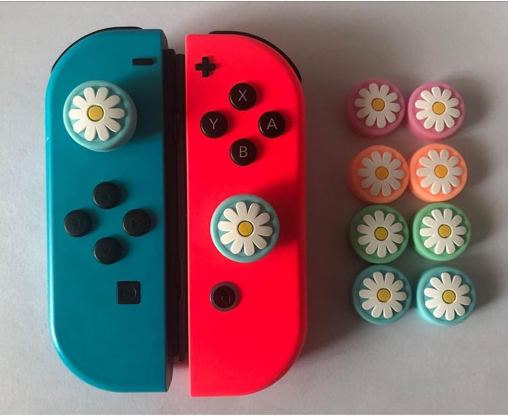 Daisy Joystick Thumb Stick Cap Universal Thumbstick Grip Cover Protective Cap Silicone Lite Button Cap Rocker Cap for Game Machine 8PCS