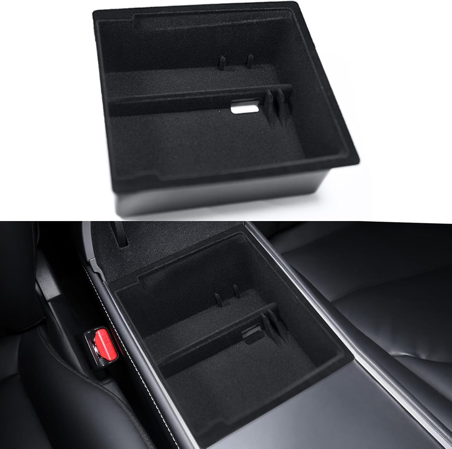 Center Console Organizer for Tesla Model 3 Highland 2025 2024 Model Y (Juniper) 2025 2026 Armrest Storage Box Holder Insert Tray Hidden Drawer Interior Accessories