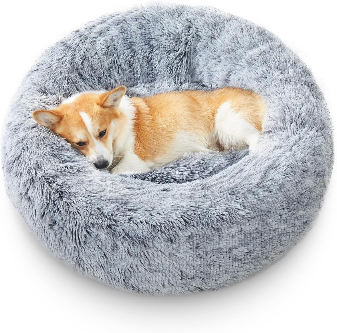 YOUYICI Calming Dog Bed for Dog & Cat, Donut Washable Puppy Bed with Ultra-Plush Support, Fluffy Faux Fur Plush Cushion Beds for Small Medium Dogs (70CM) image number 6