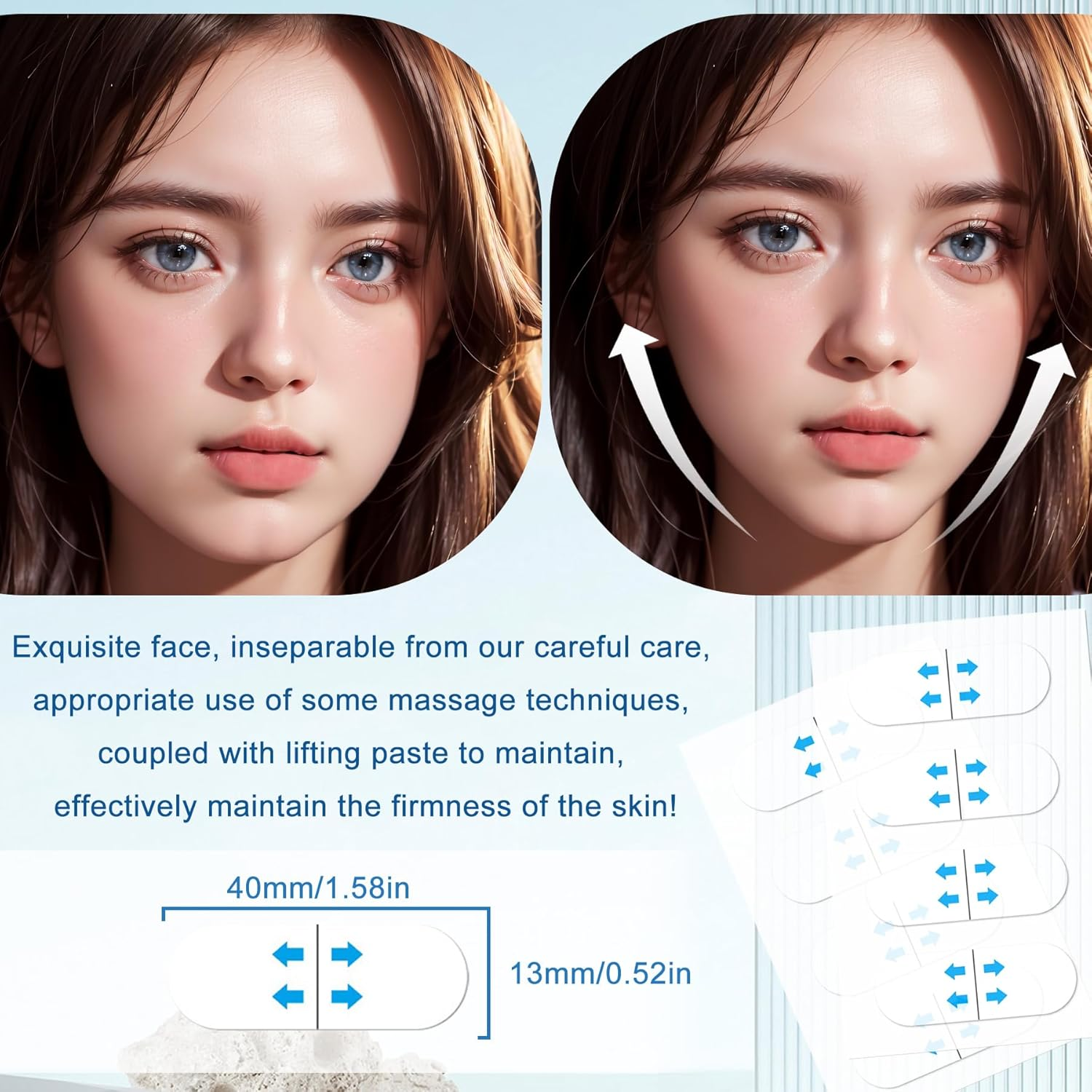 EKIND Face Lift Tape Invisible, 12PCS Facial Line Smoothing & Firming Tape for Women, V-Shaping, Double Chin, Wrinkles & Saggy Skin Reduction image number 2
