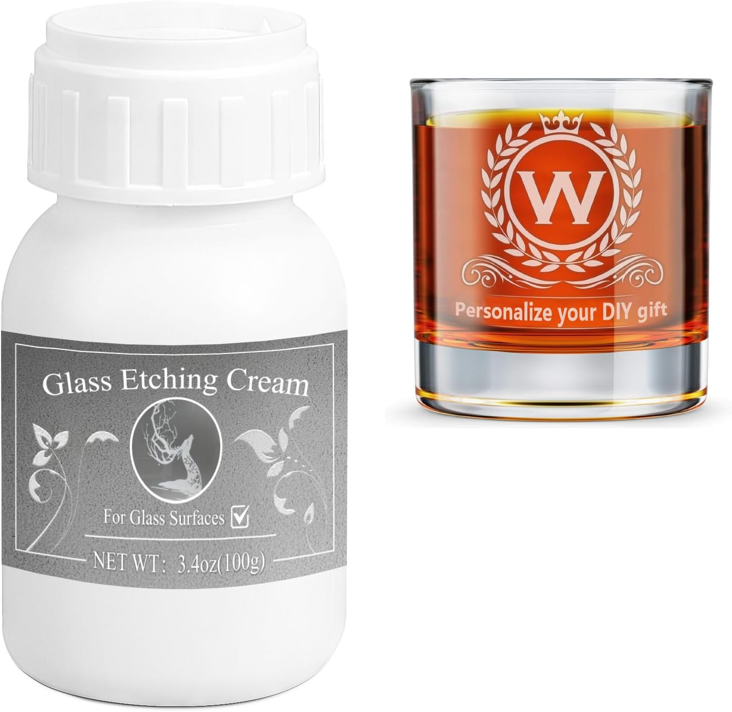 WAN2TLK Etching Paste for Glass, 100G Etching Paste, DIY Art Craft Supplies to Create Stunning Designs on Glass Surfaces image number 1