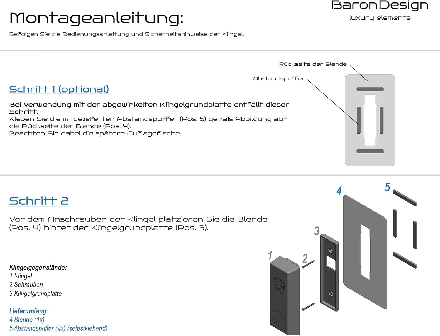 Baron Design | Stainless Steel Cover | Accessory for Eufy Video Doorbell | E340, 2K HD, S330, C30, C31, Slim | Mount, Shield, Plate for Bell image number 3