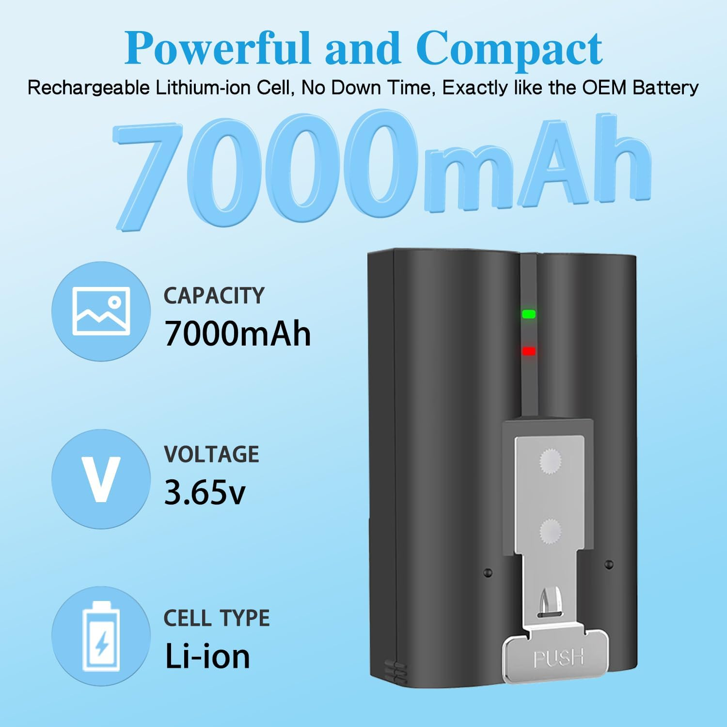 Tectra 2-Pack Replacement for Ring Doorbell Battery, 7000Mah Rechargeable Ring Camera Battery with Charger Station Compatible with Ring Video Doorbell 2/3/3Plus/4, Stick up Cam and Spotlight Cam image number 5