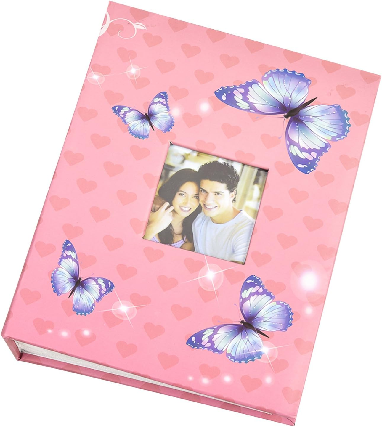 Arpan Fashion Design 200 Holds Photo Album for 4"X6" Photo with Window CD/DVD Pocket Pink Butterfly - Black Floral image number 6
