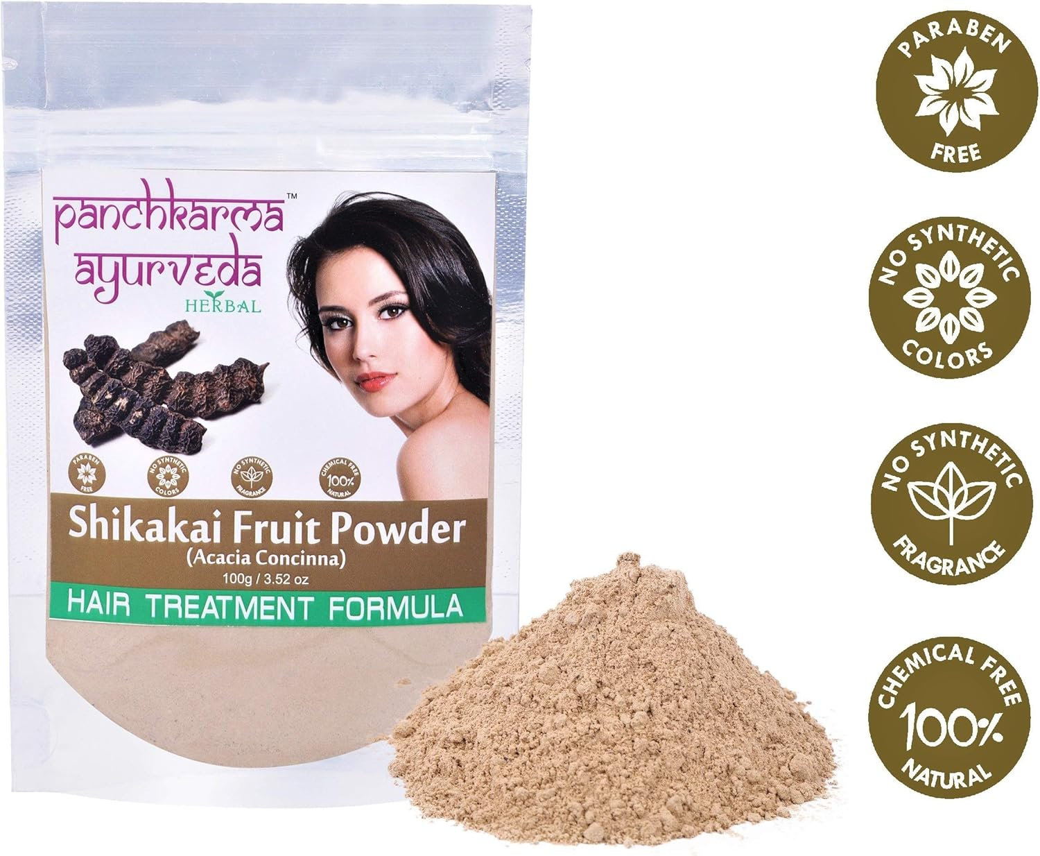 Panchkarma Ayurveda Herbal & Natural Herbal Shikakai Fruit Powder (Acacia Concinna) for Hair Shine anti Hair-Fall Hair Pack (100G) image number 1