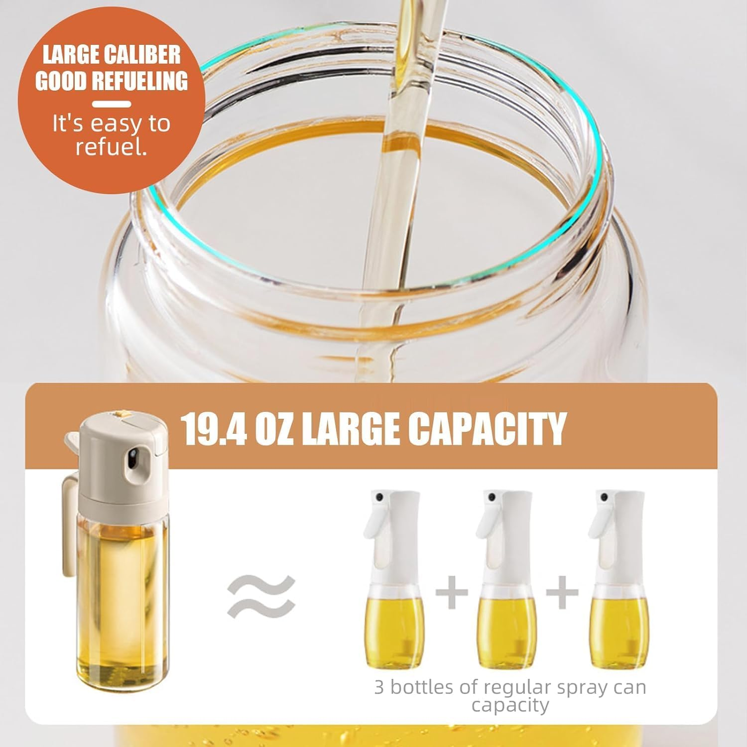 Generic Cooking Oil Dispenser Bottle, 2 In1 Cooking Oil Spray Bottle, Large Capacity Oil Dispenser and Spritzer, Easy to Handle Multifunctional Glass Oil Bottle for Cooking Salad Air Fryer BBQ Baking image number 6