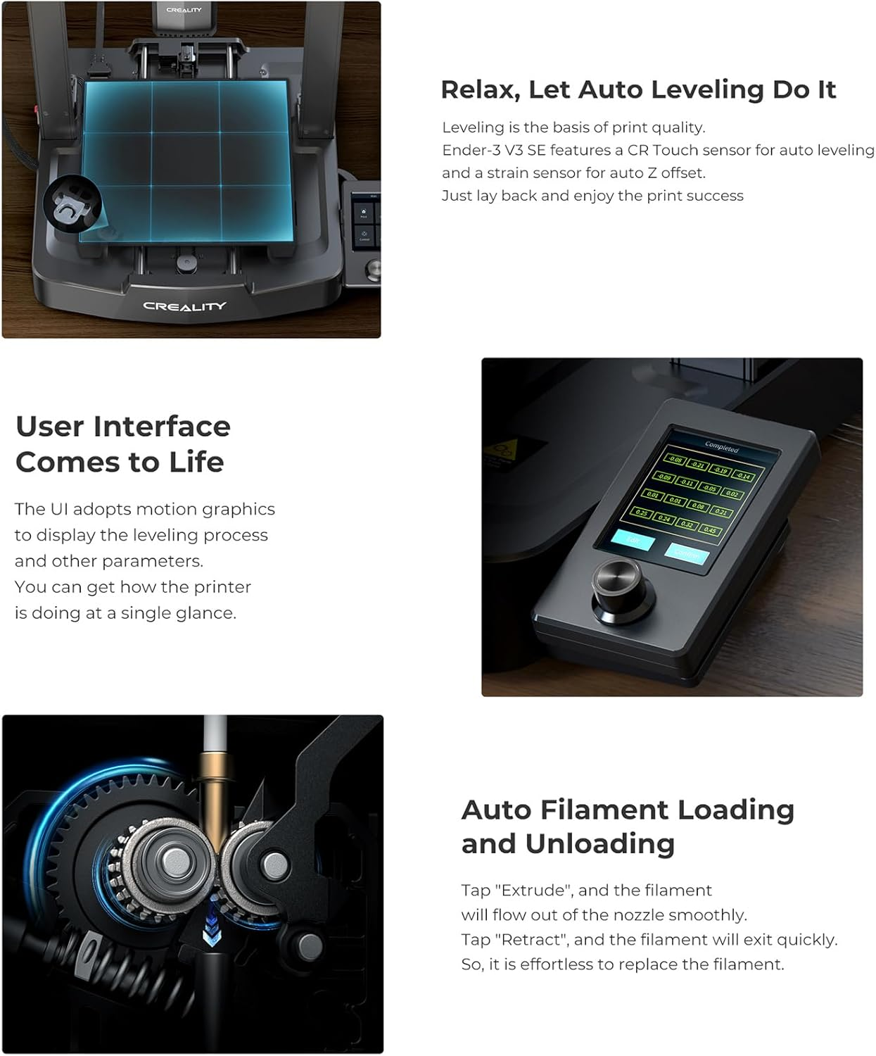 Morelian Ender-3 V3 SE 3D Printer with CR Touch Auto Leveling 220*220*250Mm Printing Size and Sprite Direct Extruder Stable Dual Z-Axis Ensuring High Print Quality with 3.2In Color Knob Screen For image number 4