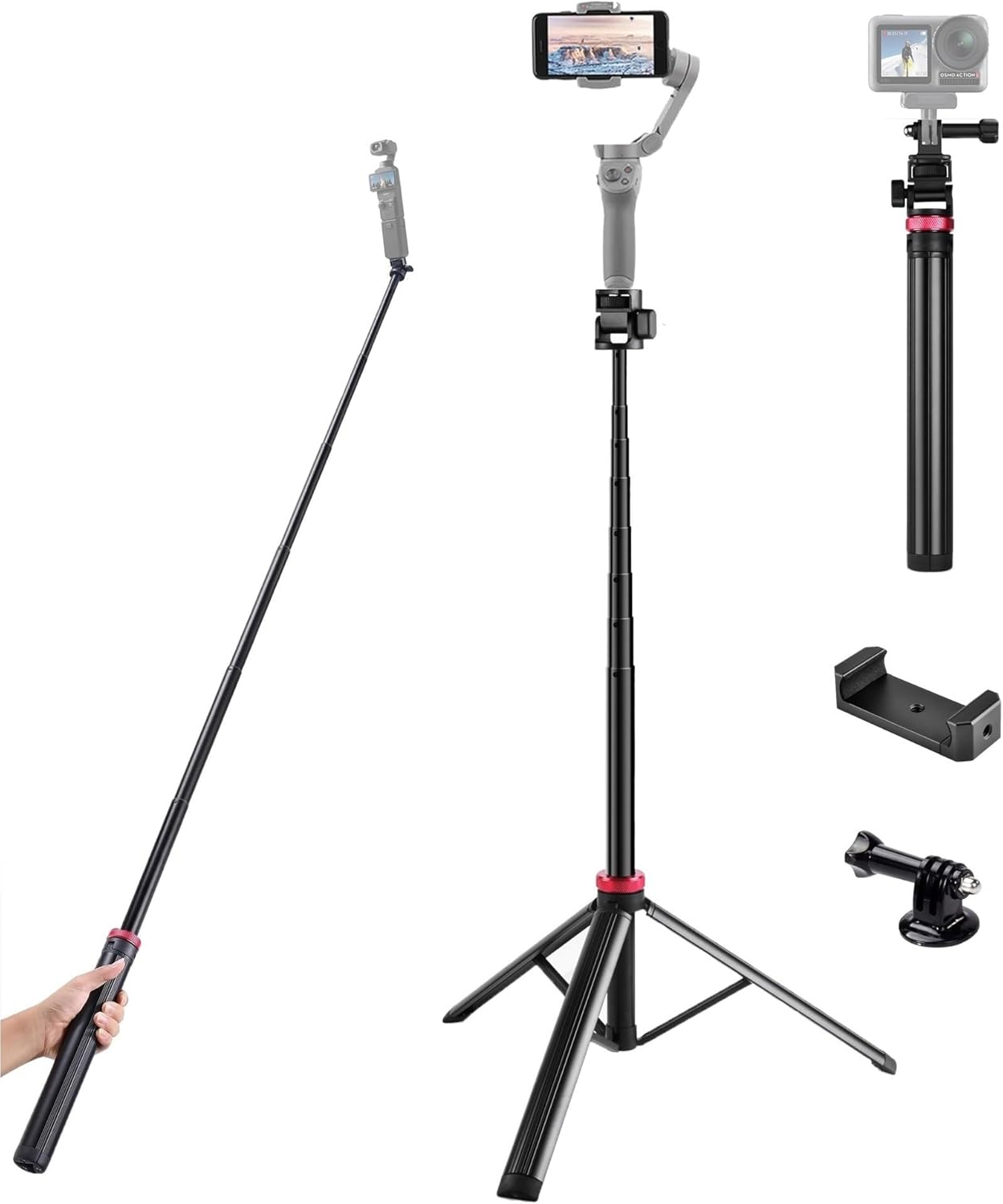 81'' Osmo-Mobile Floor Tripod-Stand Holder for DJI Osmo Mobile SE 7P 7 6 5 4 / Osmo-Pocket 3 2 1 / Osmo Action 5 Pro 4 3 2 1