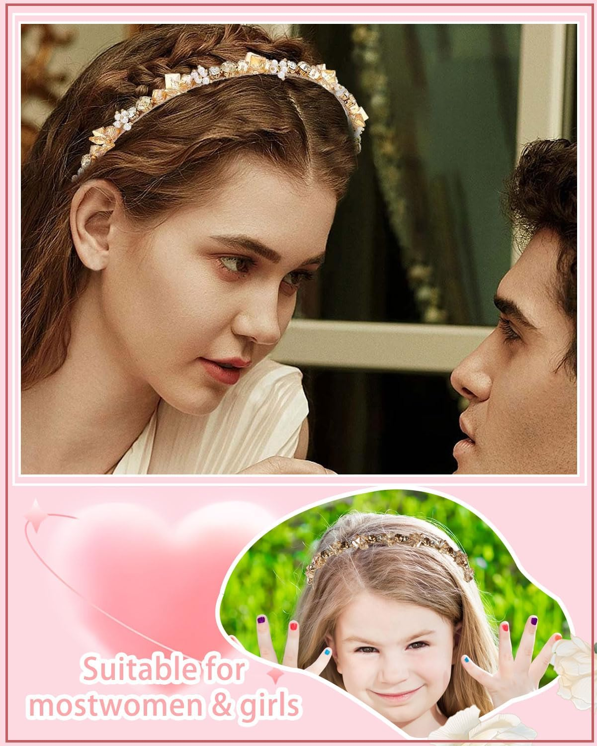 IPNSDON 1 X Women Rhinestone Headband, Bridal Headband, Retro Crystal Headband, Sequin and Pearl Headband for Parties, Weddings and Dates image number 4