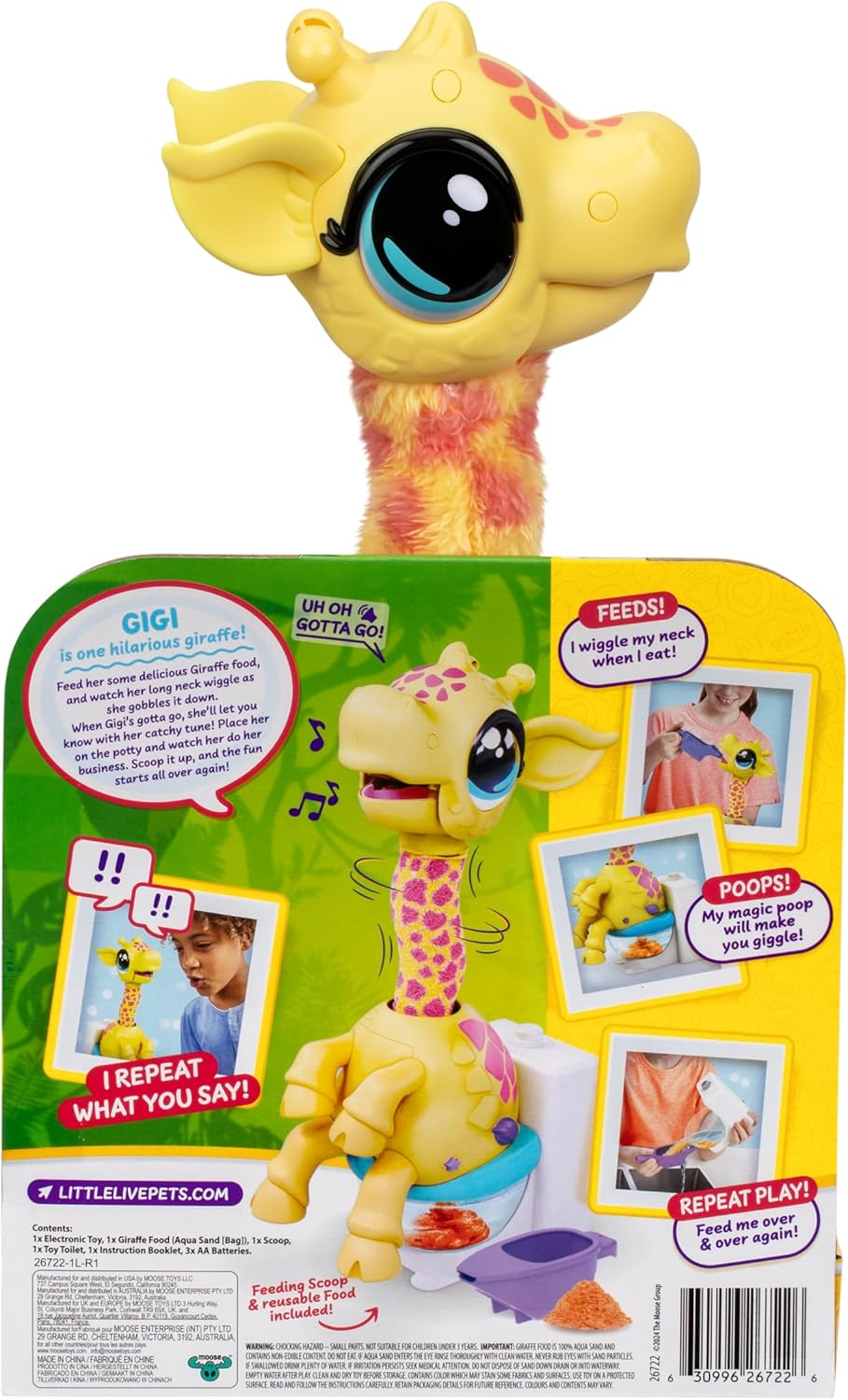Little Live Pets Gotta Go Giraffe Gigi | Interactive Pet - Feeds, Poops Out Magical Poop. Sings & Dances with Wobbly Neck. for Kids Ages 4+. 13Cm/12In Tall. Comes with Toilet. image number 1