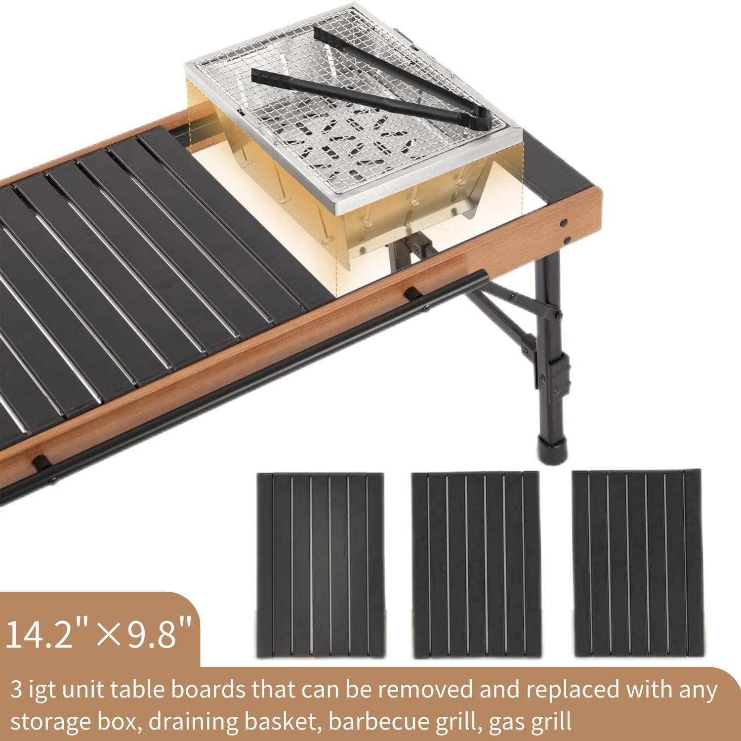 Naturehike IGT Camping Table, Fold up Lightweight, Aluminum Alloy+Wood, 4-6 Person Portable Table with Carry Bag for Outdoor, Folding Square Table, Picnic Backyards BBQ Camp Kitchen image number 5