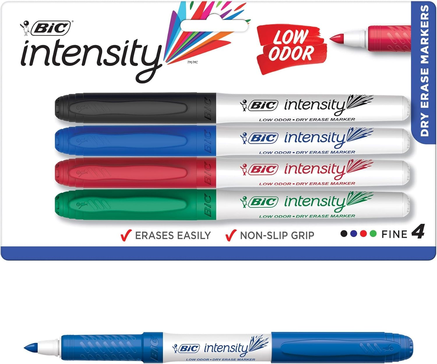 BIC Great Erase Low Odor Dry Erase Marker, Fine Point, Assorted, 4-Count (BICGDEP41ASST) image number 3