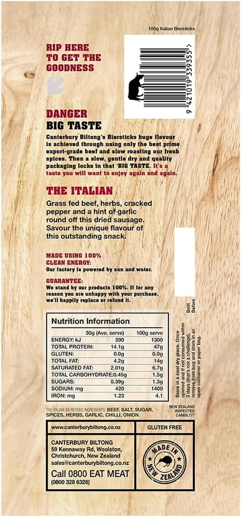 Canterbury Biltong the Italian Biersticks 100G image number 3