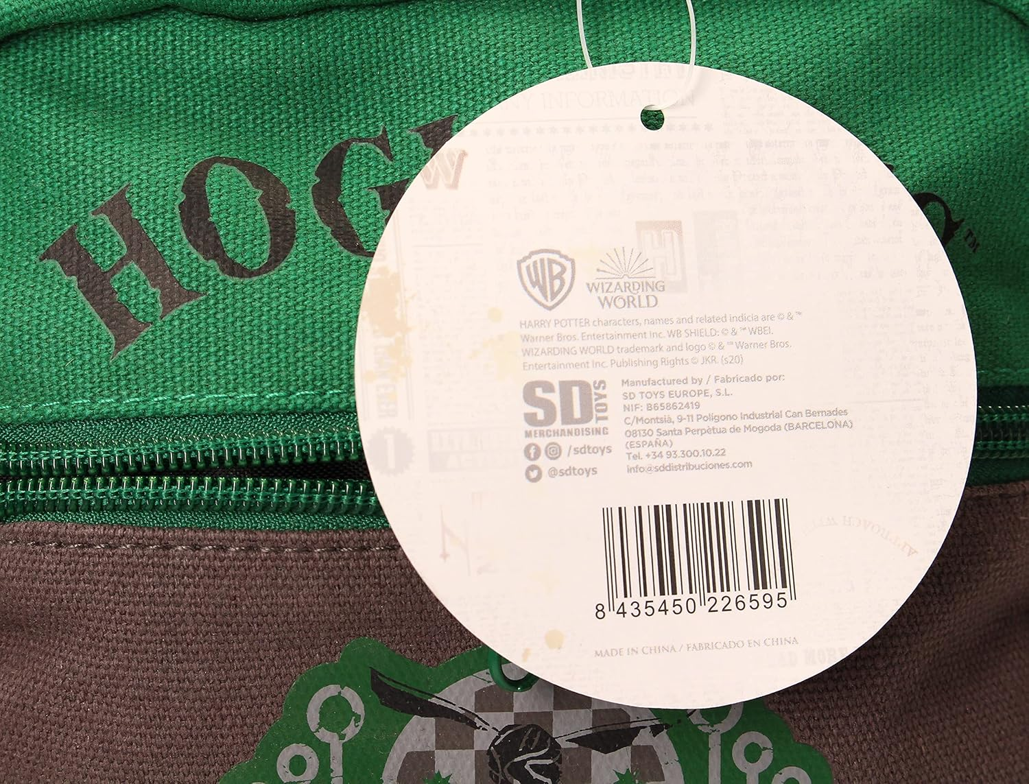 SD TOYS Unisex'S Bolsa Peque&ntilde;a Tela Canvas Slytherin Harry Potter Small Bag, Multicoloured, Mide 17 X 23 Cm, Multicoloured, Peque&ntilde;a. Mide 17 X 23 Cm image number 4