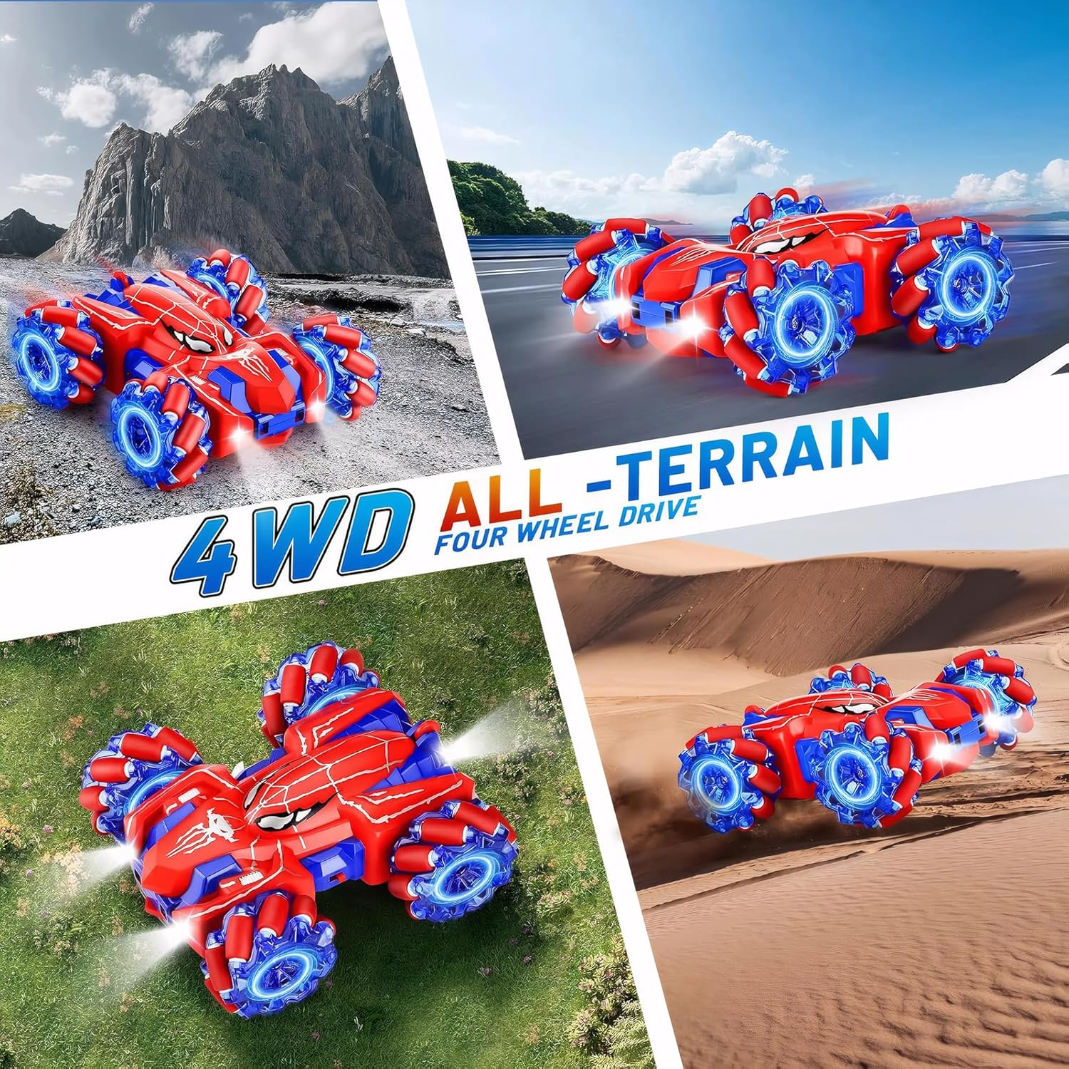 Spider Double Sided 4WD Off-Road 360&deg; Rotating Remote Control Stunt Car with Cool Light for Kids Age 3 5 6 7 8 image number 4