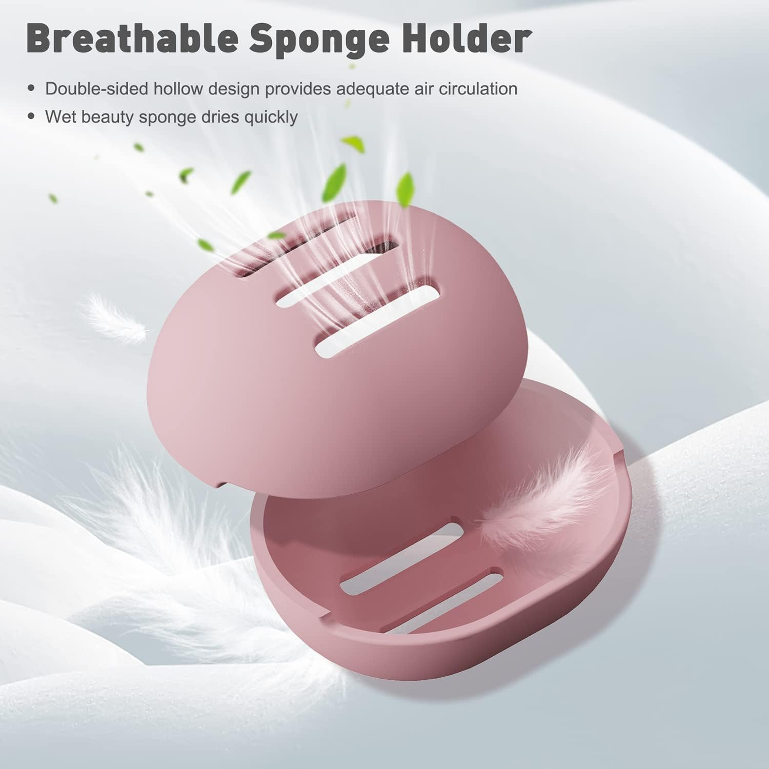 BEZOX Makeup Blender with Holder, Non-Latex Beauty Sponge with Case of Premium Silicone for Blending Liquid Foundations Cosmetics, Travel Sponge Holders, Soft and Skin-Friendly - Pink image number 3