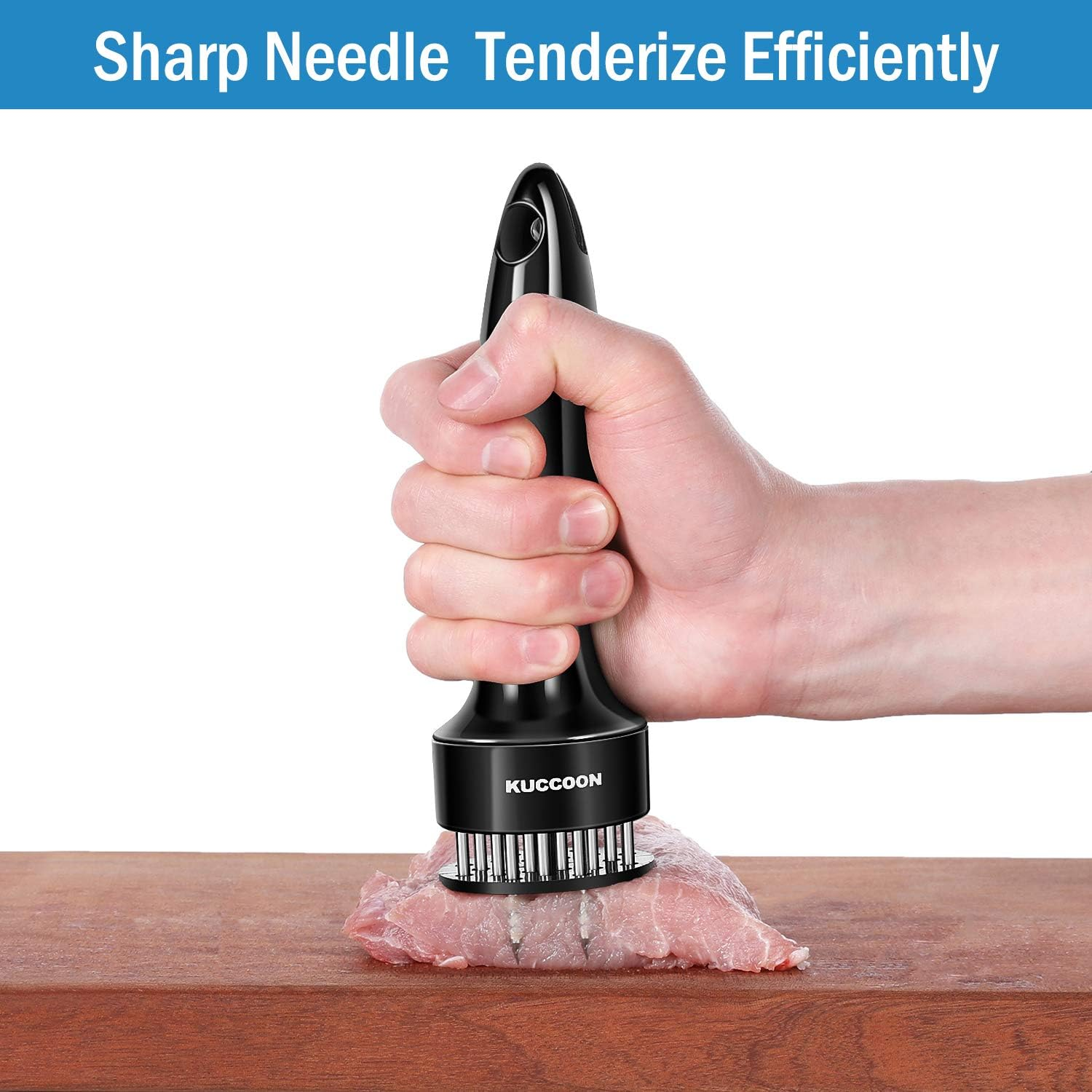 KUCCOON Meat Tenderizer Tool Stainless Steel Needle Ultra Sharp 24 Blades Tenderizer Tool for Tenderizing Beef Chicken Steak Veal Pork - 2Black image number 4