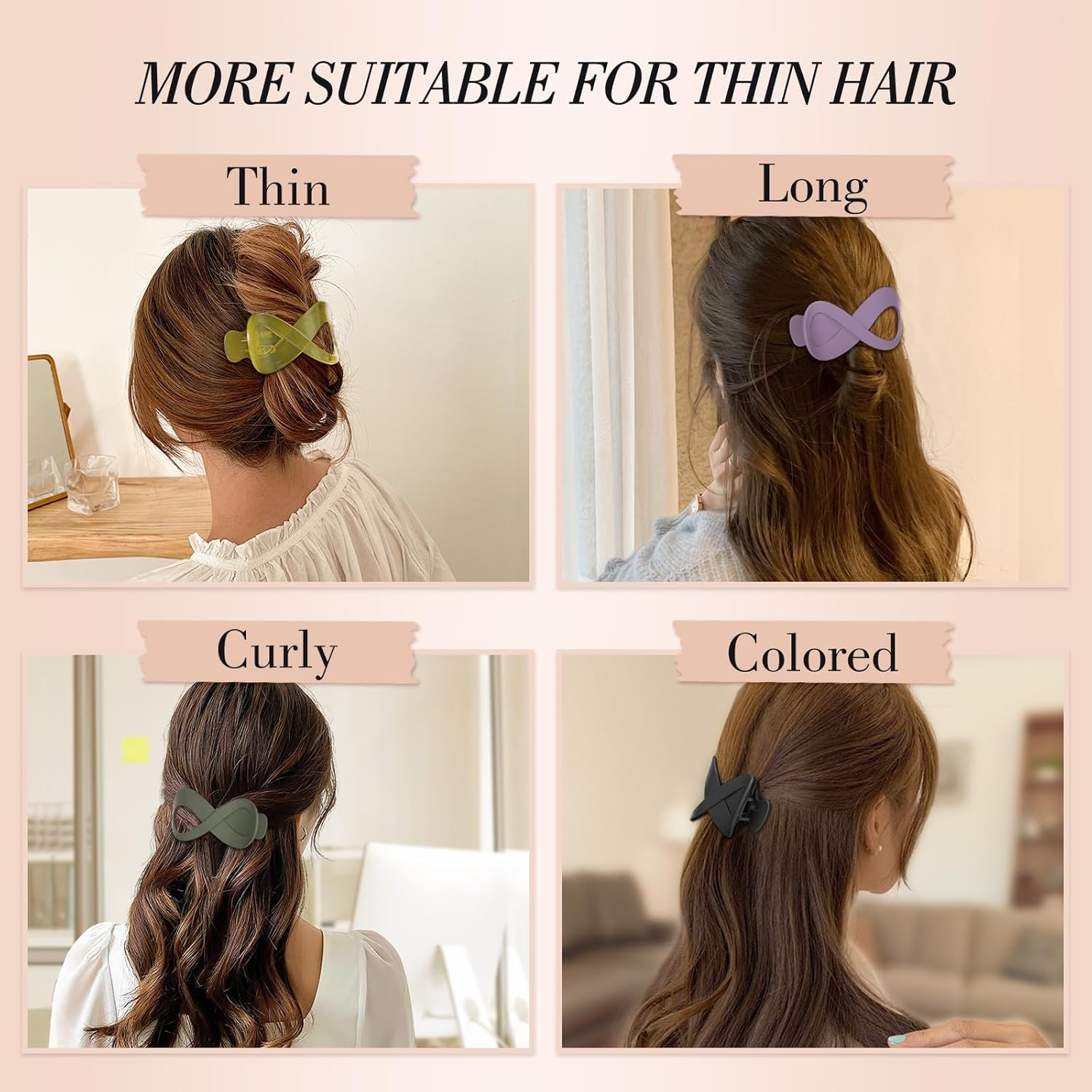 8 PCS Flat Hair Clips, French Flat Claw Clips Hair Claws for Women Girls Thin Hair