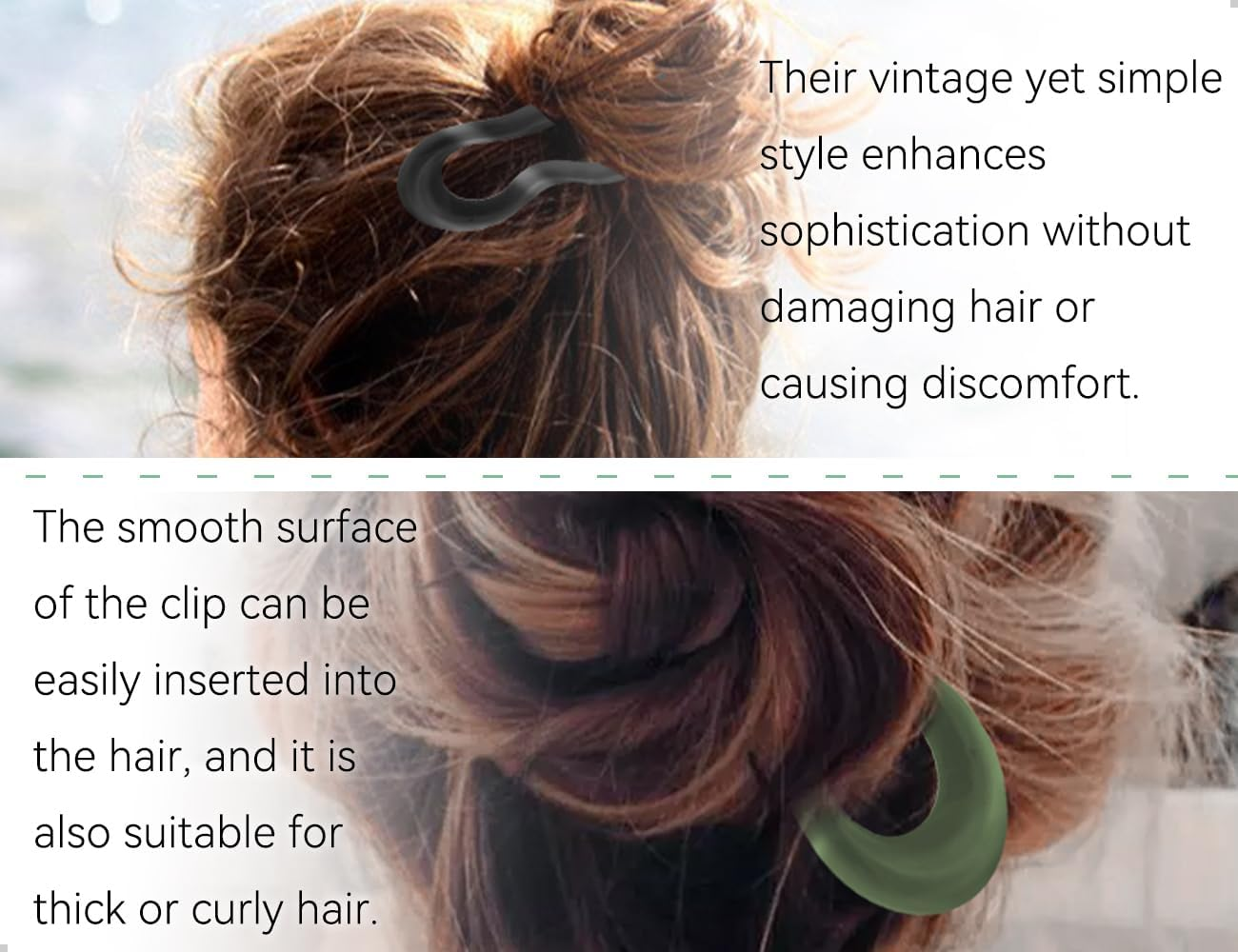 AOYEGIC Pack of 3 French U-Shaped Hairpins, Plastic Wave Shape U-Shaped Hair Fork, Frosted French Pin Suitable for Girls Fashion Trends, Fashion Accessories (3 Colours)