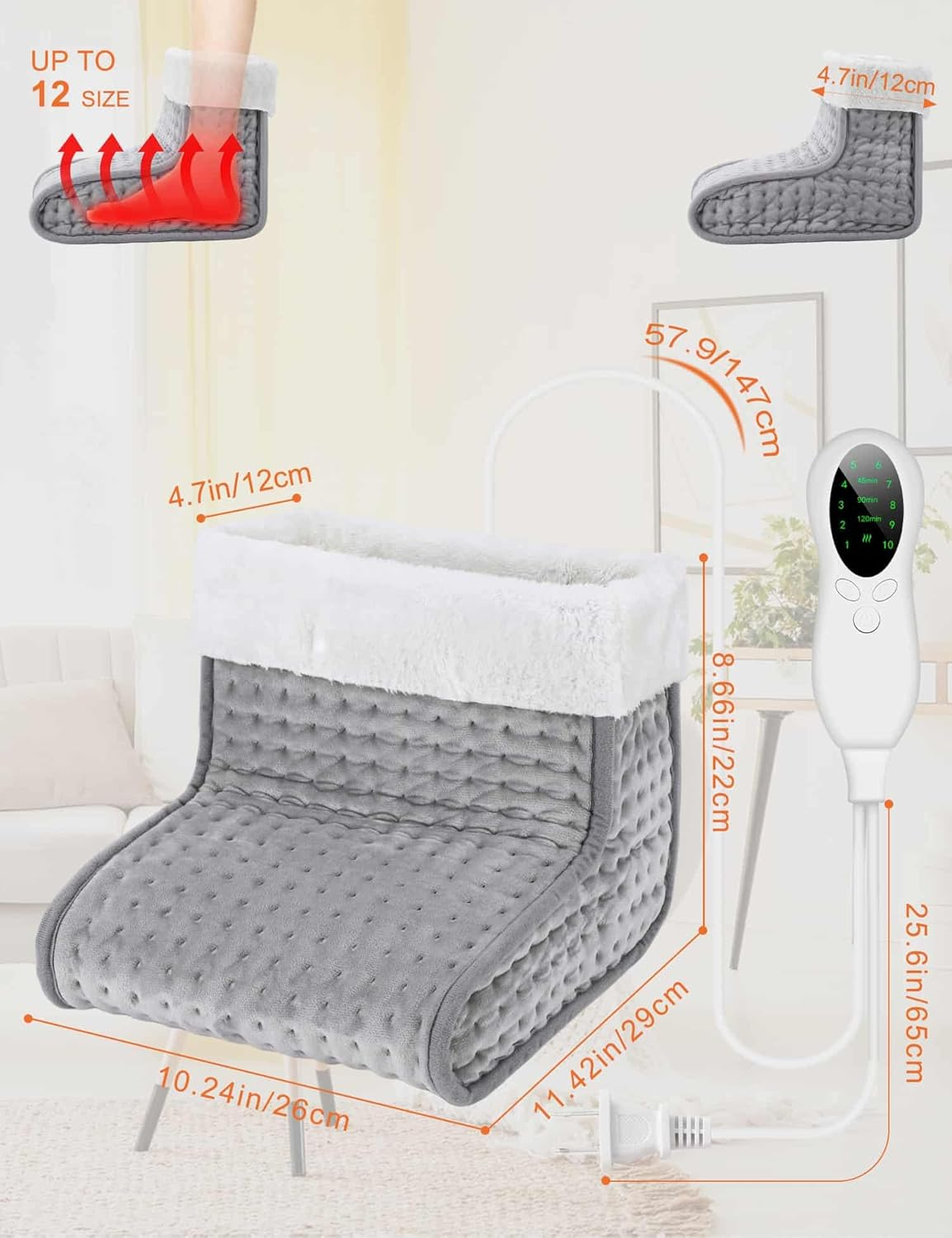 Foot Warmers, under Desk Foot Warmer for Women Men, Electric Heating Pad, 10 Level Heating 3 Level Timer with Auto Shut-Off, Mens Gifts for Anniversary Birthday Retirement Mothers Day image number 6