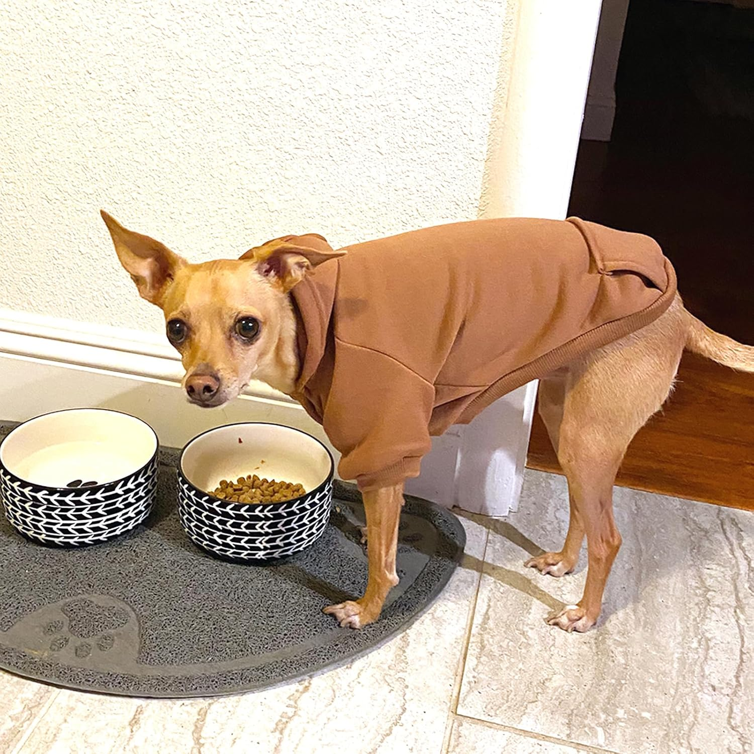 Fashion Focus on New Winter Dog Hoodie Sweaters with Pockets Cotton Warm Dog Clothes for Small Dogs Chihuahua Coat Clothing Puppy Cat Custume (Coffee, Small) image number 6