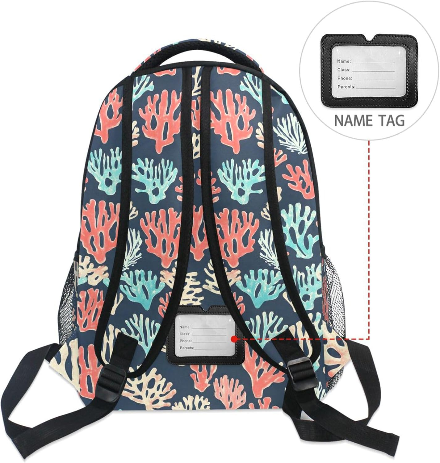 AIXIWAWA Kid Backpacks (Pattern Coral) with Clear Slot, Boys Girls Schoolbags Book Bag Small Size image number 5