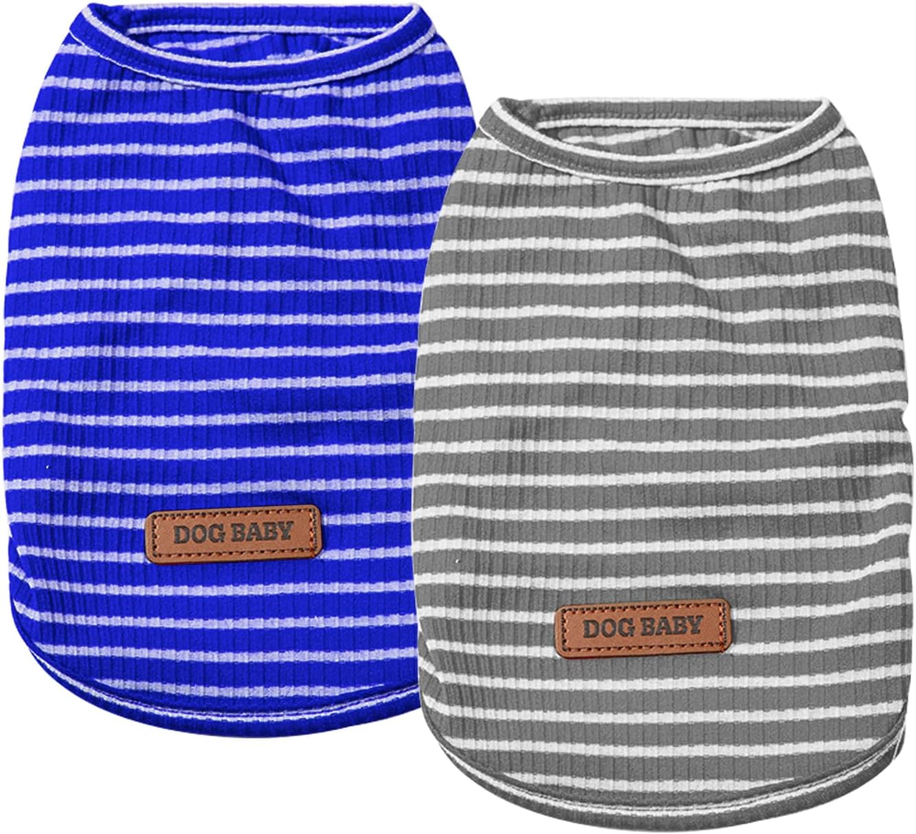 Dog Shirts, 2 PCS Pet Cat Clothes for Puppy, Small Dogs Cats Vest Spring Summer Cool Sweat Shirt Striped Cute Light Clothing Stretchy Soft Breathable Pets Apparel (Pink & Green, L)