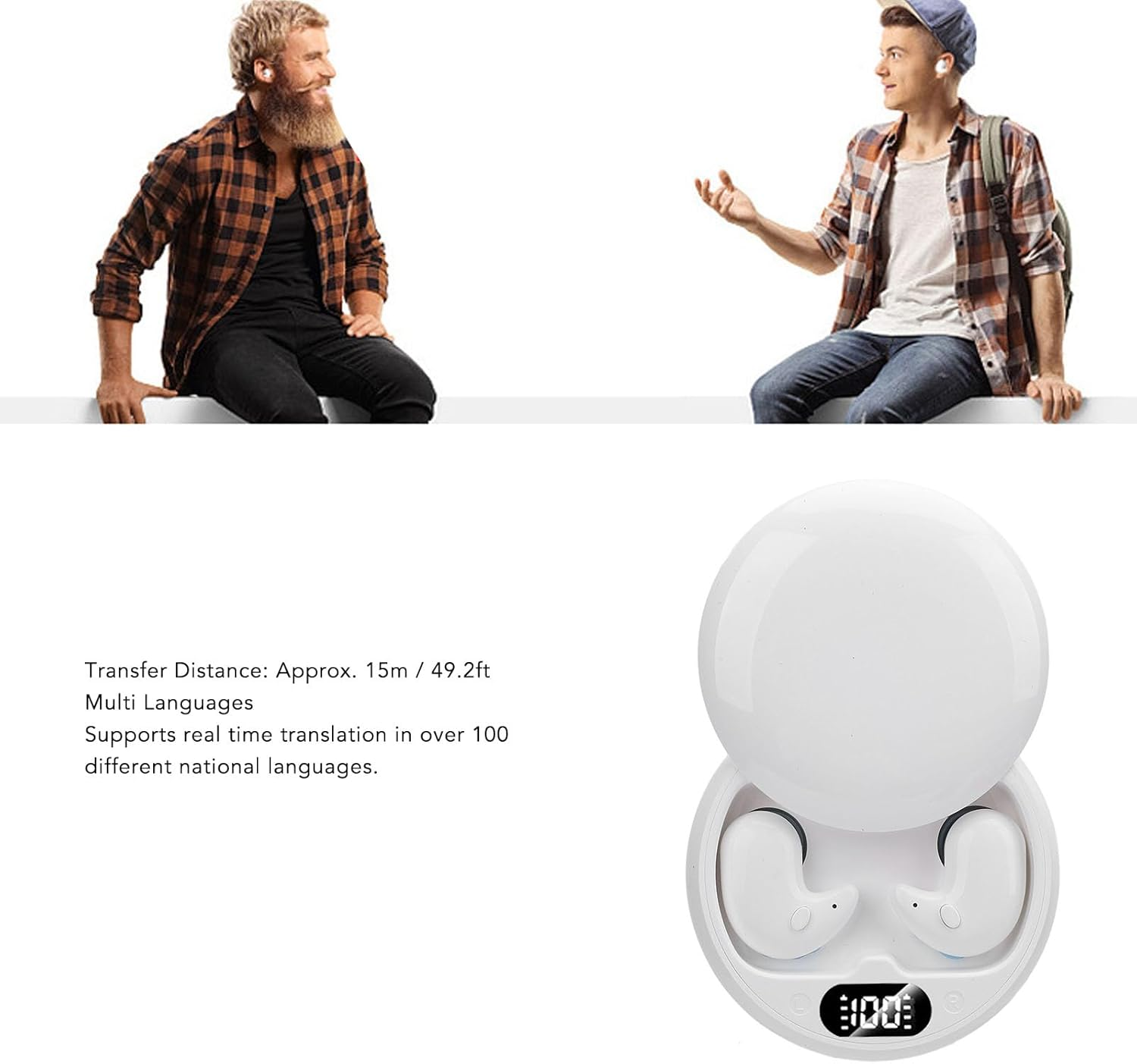 Voice Translator Earbuds, Supports More than 100 Languages, Real Time Translation Headphones, Voice Translator Device with Bluetooth and App for Android, Noise Reduction image number 5