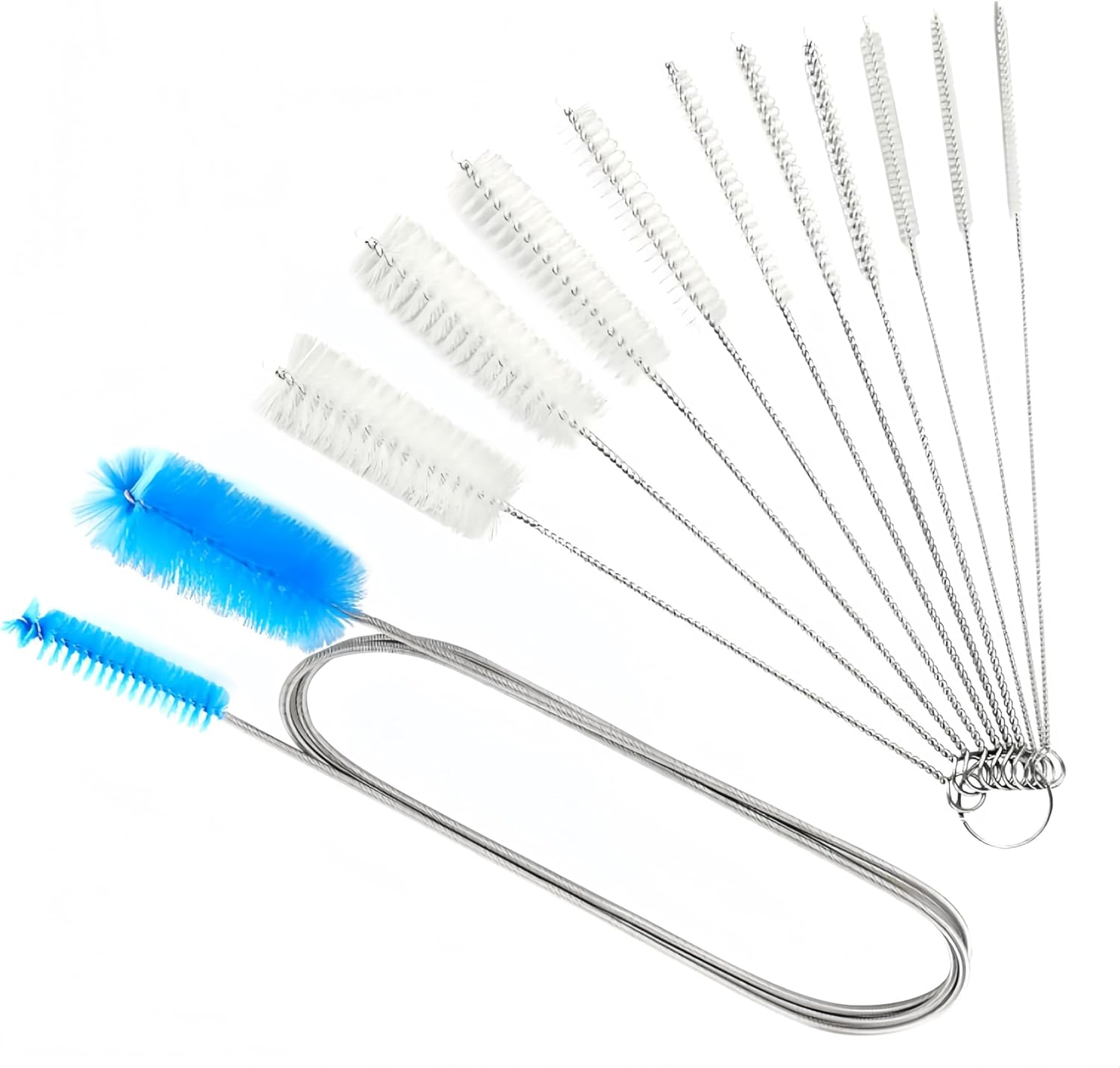 10 PCS Black Straw Cleaner Brush Kit and 1 PCS Yellow Double Ended Flexible Drain Brush,Hose Cleaning Brush for Fish Tank, Glass Tube, Home, Kitchen (11 Kind) image number 4