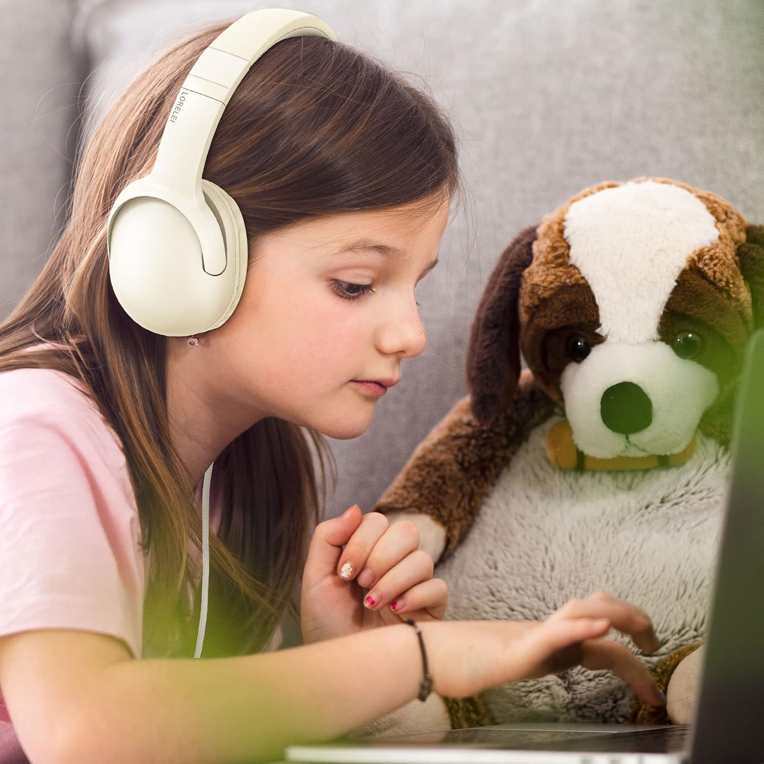 LORELEI E5 Kids Headphones (DE) (Beige White)