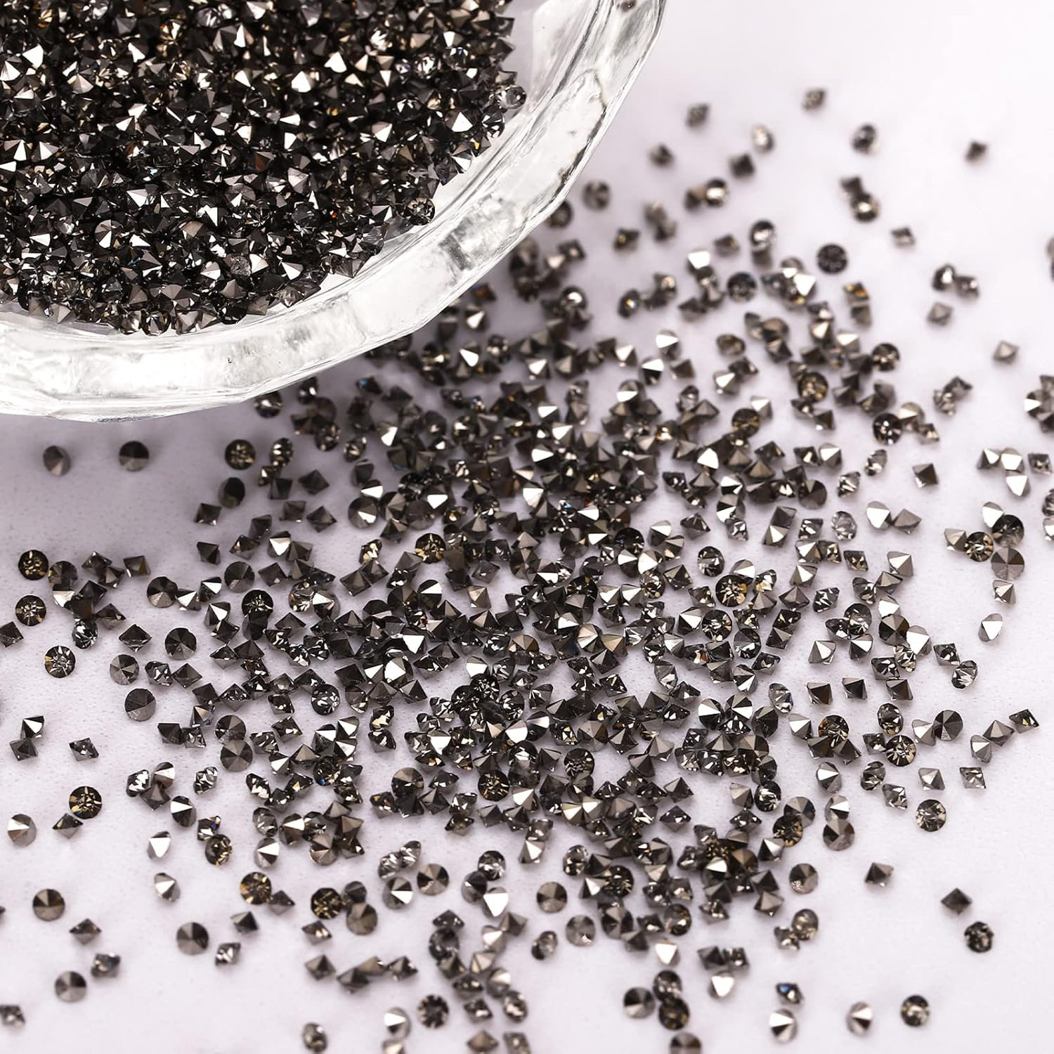 8000Pcs 1.2Mm Glass Silver Nail Art Rhinestones-Pixie Dust Nail Crystals Small Gems Stones-Micro Nail Glitter Beads Tiny Jewels Jewelry-Mini Rhinestone Little Diamonds for Acrylic Nails Charms Crafts