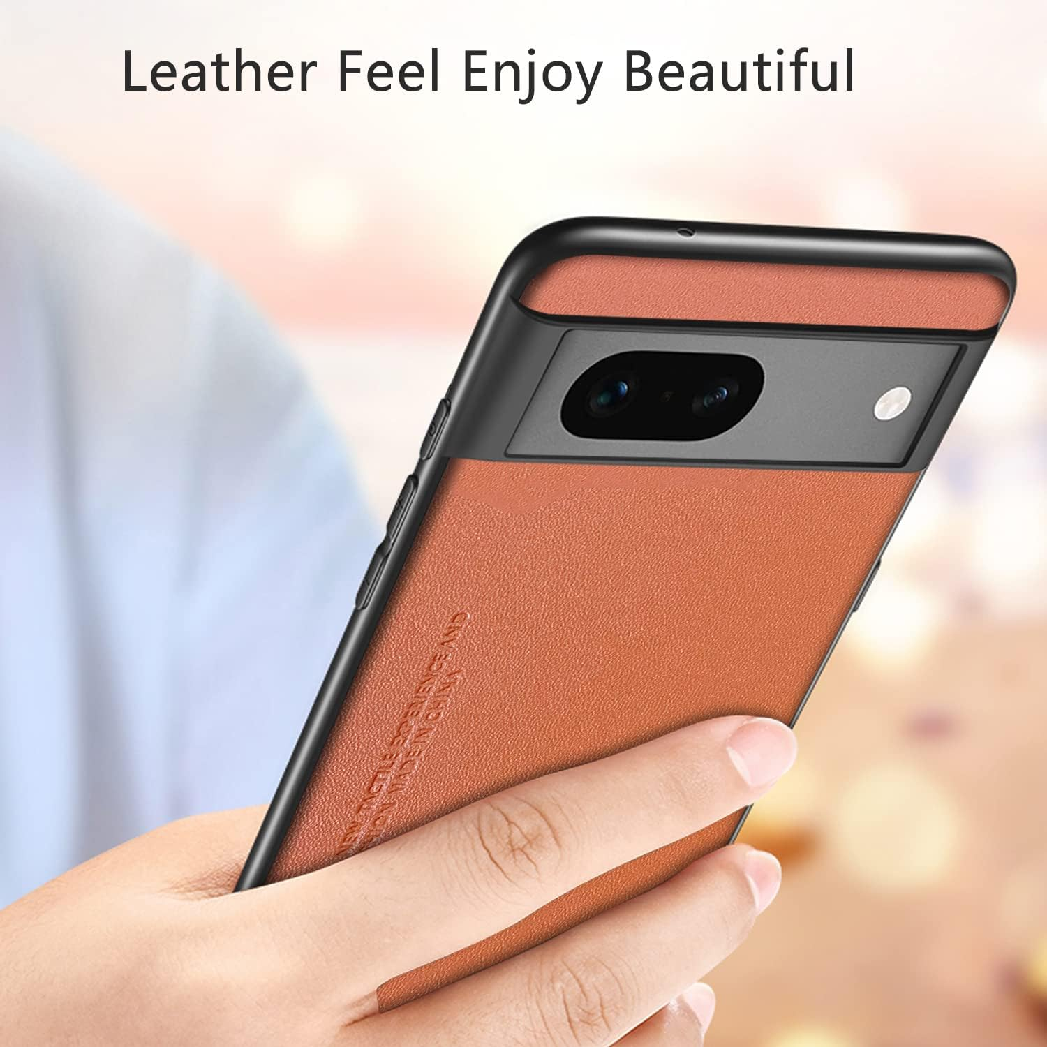Puxssul for Google Pixel 7A 5G Case, Soft TPU Faux Leather Case, Extremely Lightweight Ultralight Camera Protection Leather Case for Google Pixel 7A 5G (Orange) image number 4