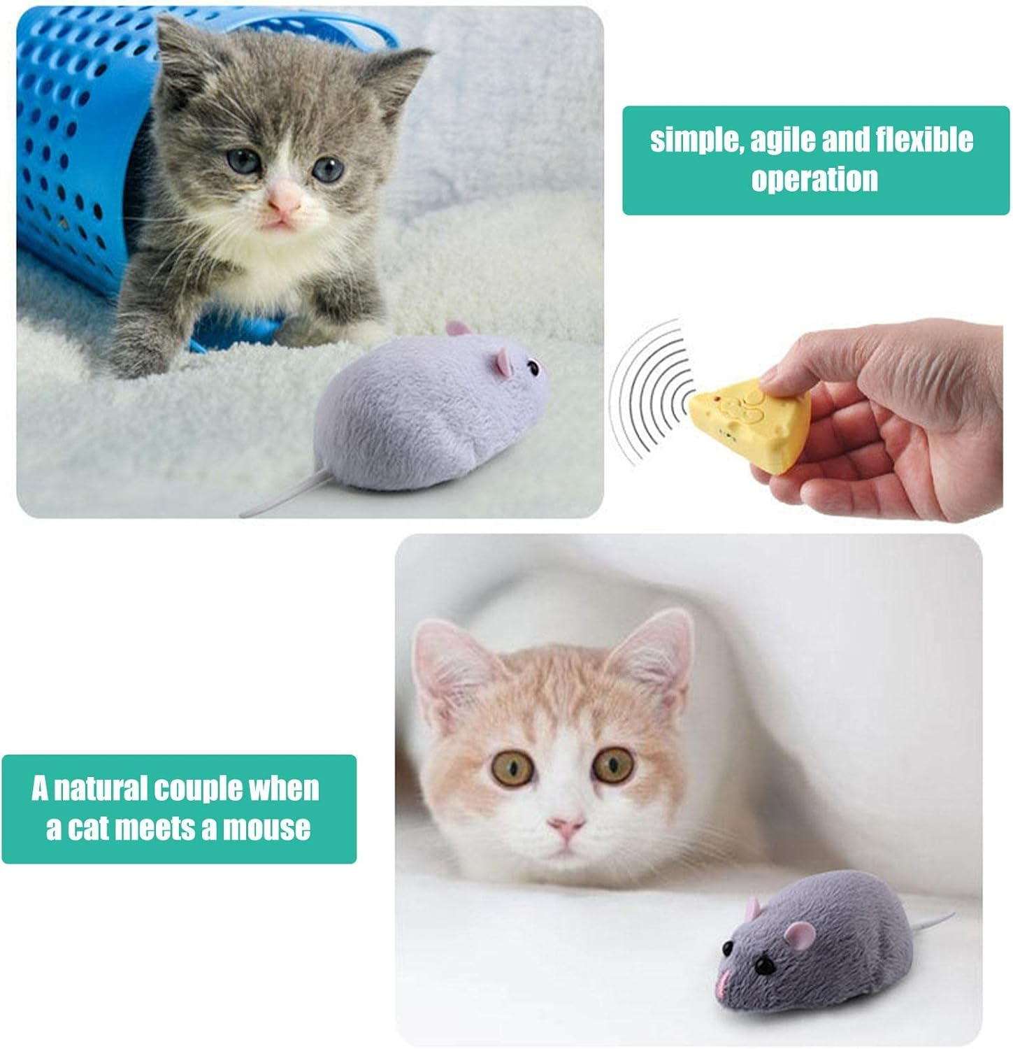 Electronic Moving Mouse, Realistic Interactive Cat Toy Robot Moving Mice with Squeaking Sound, Built-In Battery for Cats (Color : A) image number 3