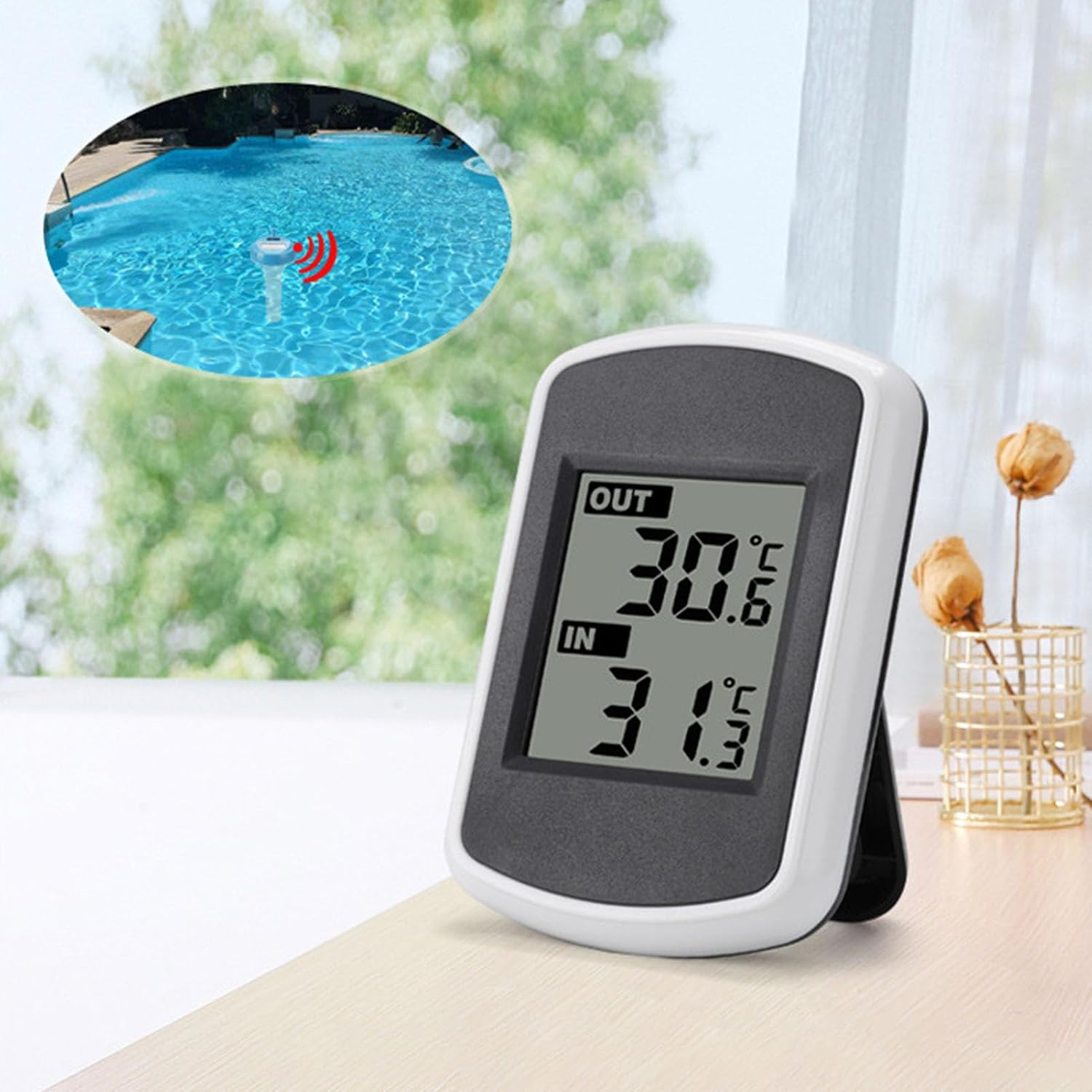 Zerodis Fish Tank Thermometer Floating Easy Read, Wireless Pool Thermometer Digital Water Temperature Gauge Pool Floating Indoor Outdoor for Swimming, Spa, Hot Tub, image number 1