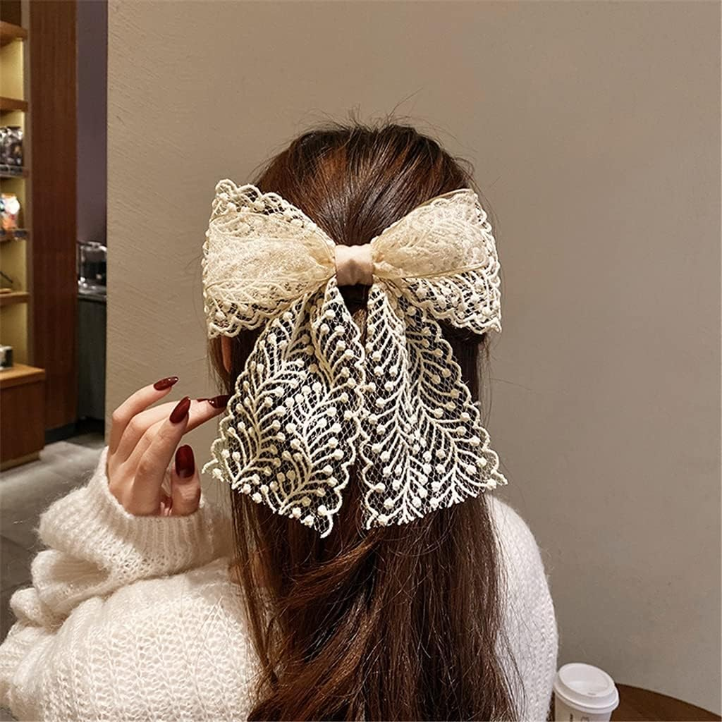 Crystal Hair Accessories,Clips Hairpins,Clip Plate,Lace Big Bow Hairpin Hairpin Headdress Hair Accessories Top Clip Spring Clip Female (Color : B) image number 2