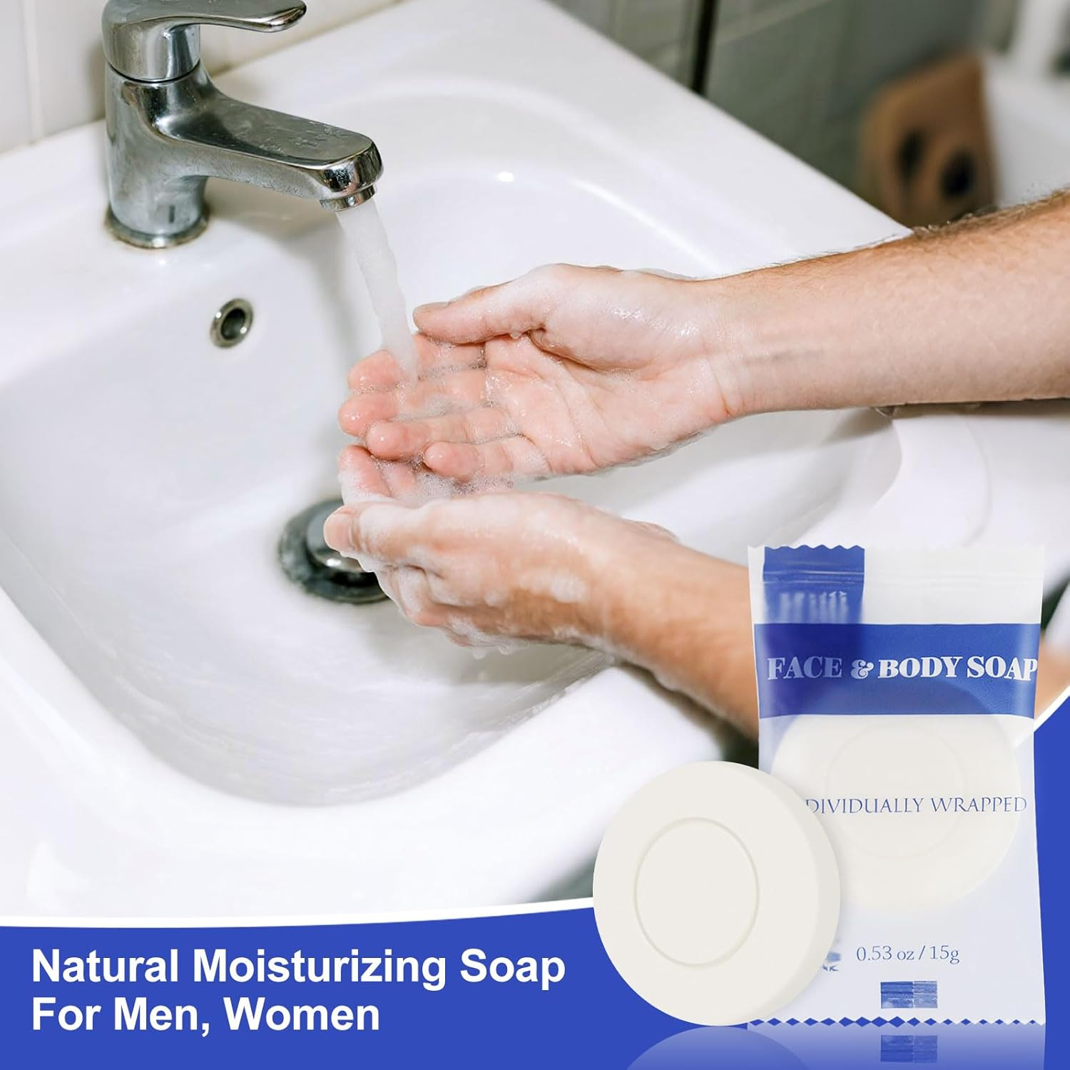 Travel Size Bar Soap in Bulk, Individually Wrapped Disposable Mini Soap for Hand Face & Body Mini Toiletries Amenities Kit Hotel, Shelter/Homeless/Nursing Home/Charity/Motel/Guest 0.53 Oz (60 Pack) image number 3