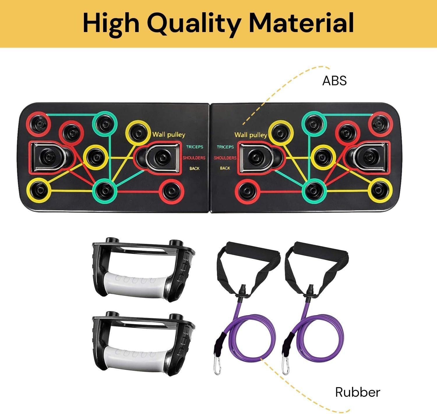 EZONEDEAL Push up Board, Foldable Push-Up Board Stand Home Fitness Equipment Muscle Board, Multifunction Gym Press up Board, Body Building Exercise Tools Complete Push up Training System Color-Coded Push-Up Bracket Board Portable for Home Fitness Training Men and Women image number 2