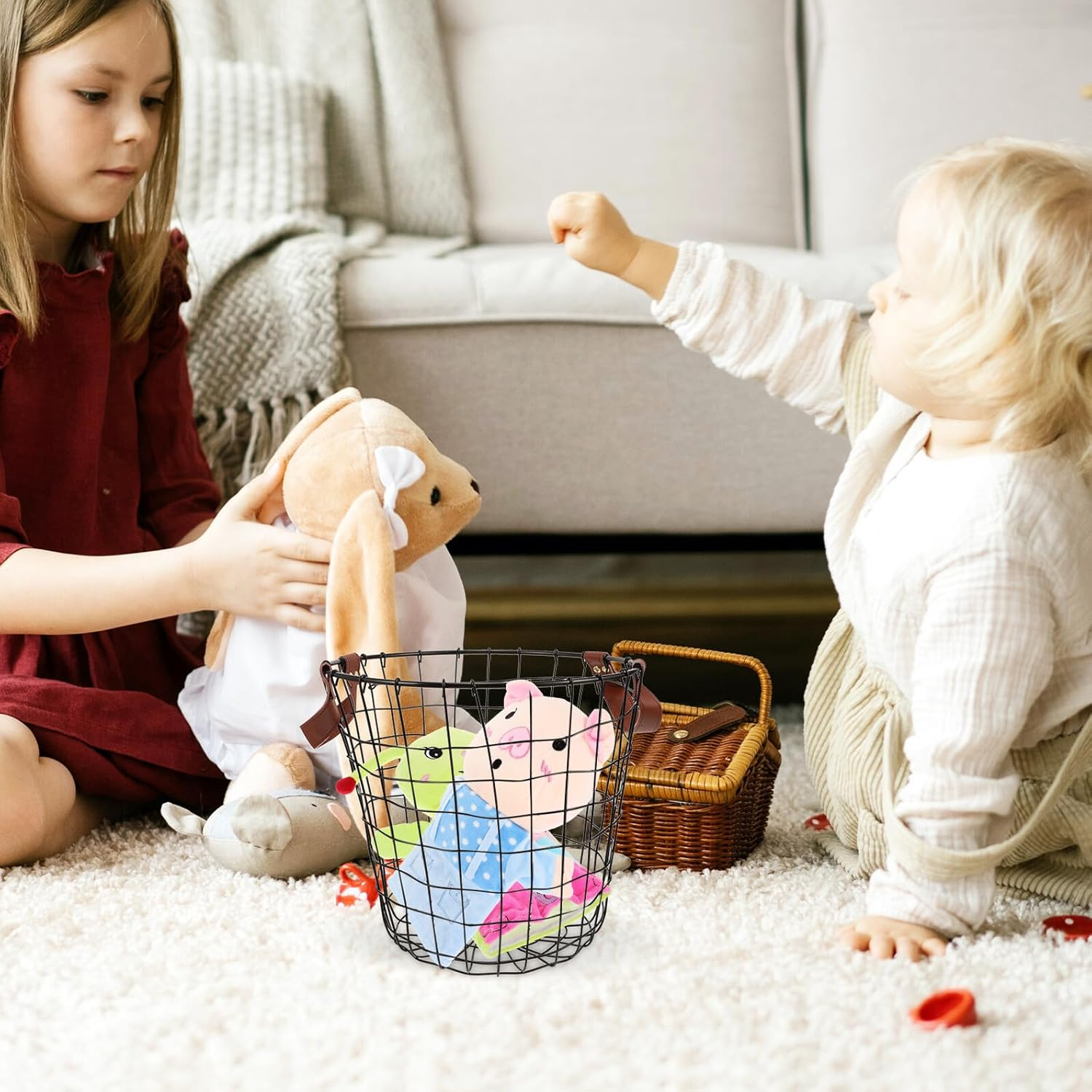 Large Capacity Iron Firewood Holder Basket with Handle Metal Logging Organizer for Outdoor Storage and Barbecue Supplies image number 4