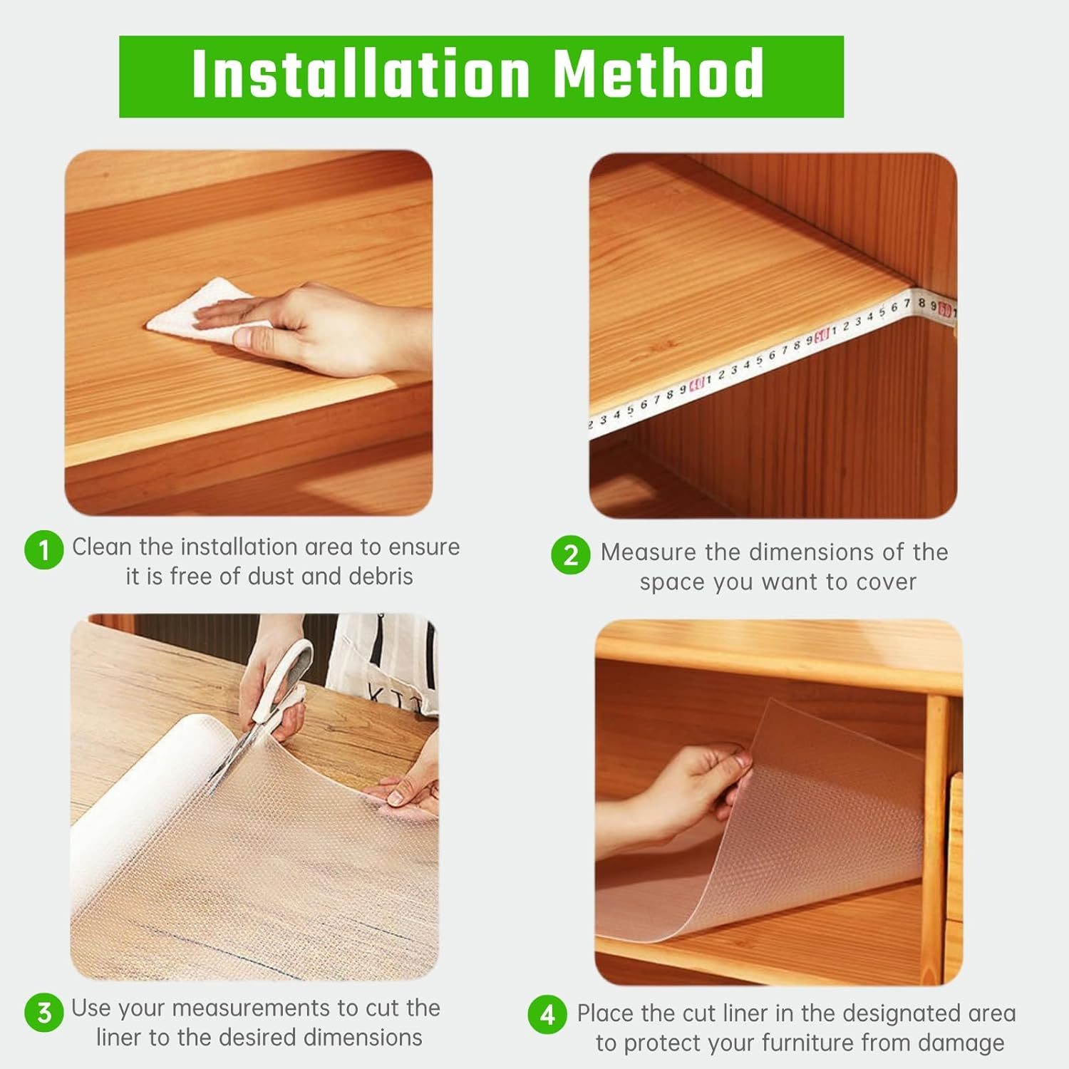 60Cm X 500Cm Shelf Liner, Non Adhesive Drawer Liner, Clear Cabinet Liner - Non-Slip Mat for Storage Drawers, Pantry, Cupboard, Kitchen Shelf, Pantry Shelf, Refrigerator, Easy Clean & Eco-Friendly image number 2