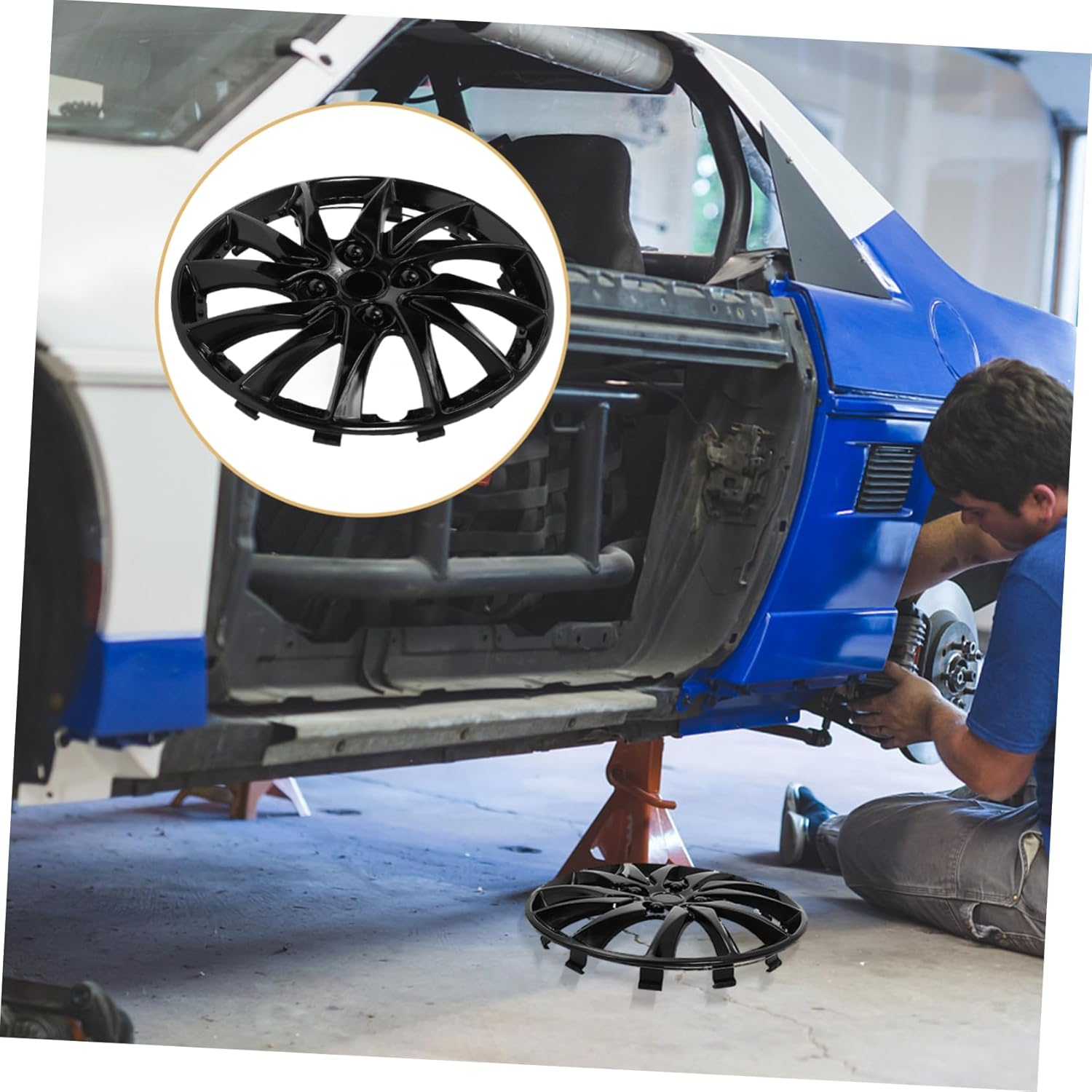 Wheel Hubcaps 14 Inch Pp Hub Wheel Covers with Dirt Protection and Easy Cleaning Black Auto Accessory image number 3