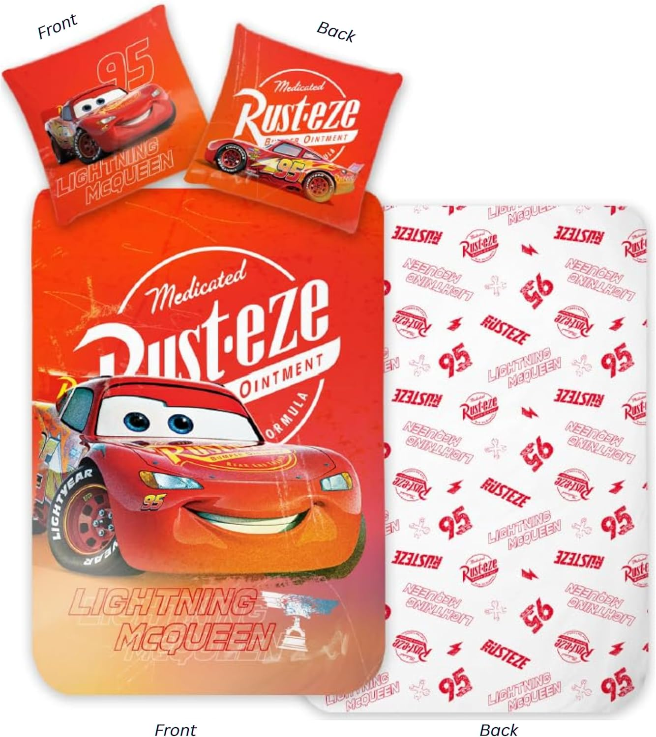 Disney Cars Junior Bed Linen Set, 100 X 135 Cm Duvet Cover & 40 X 60 Cm Pillowcase, 100% Cotton, Soft, Breathable Lightning Mcqueen Children'S Bedding Set for Toddlers image number 7