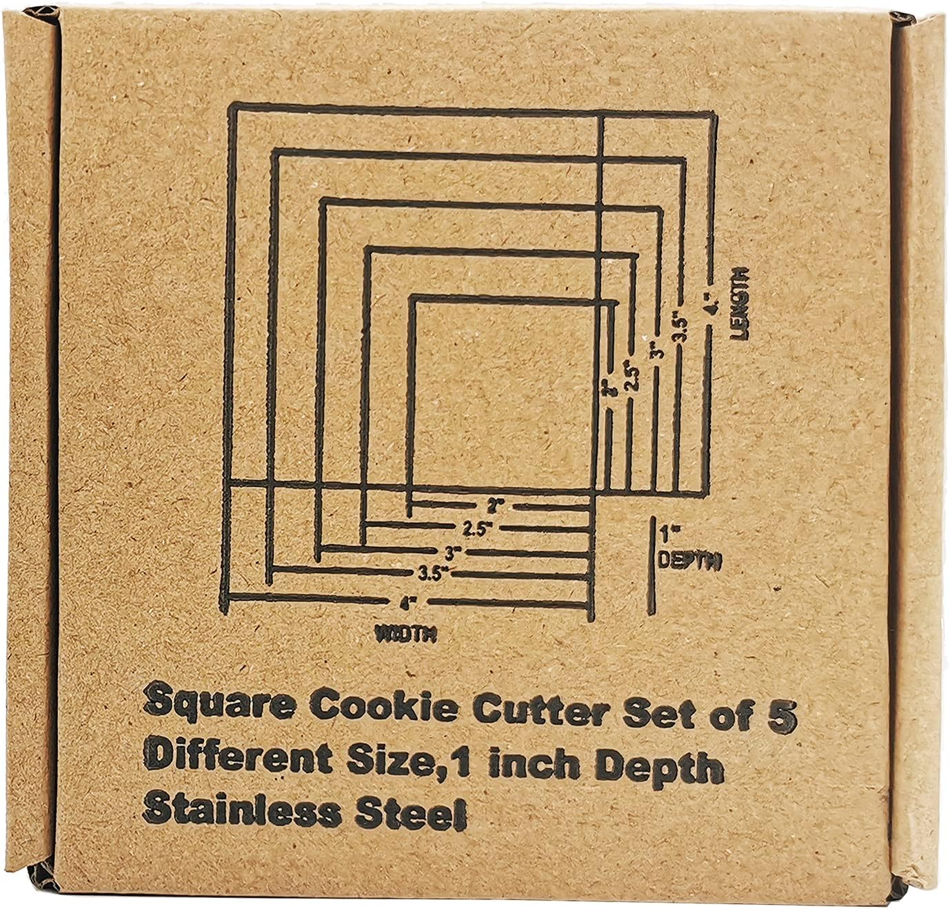 Square Cookie Cutter Set-5 Pack Stainless Steel Square Biscuit Molds Fondant Cake Cookie Cutter Set Pastry Mold-2",2.5", 3", 3.5",4" image number 6